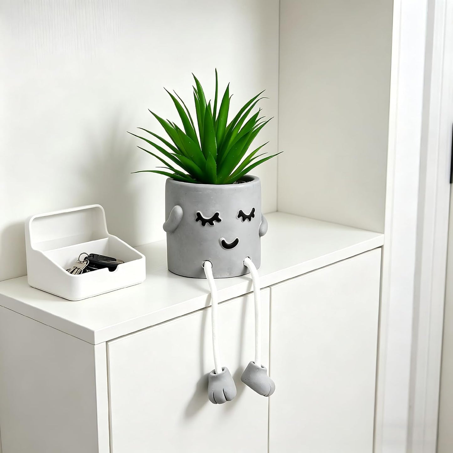 Small Artificial Plants in Cement Pots / Set/shy