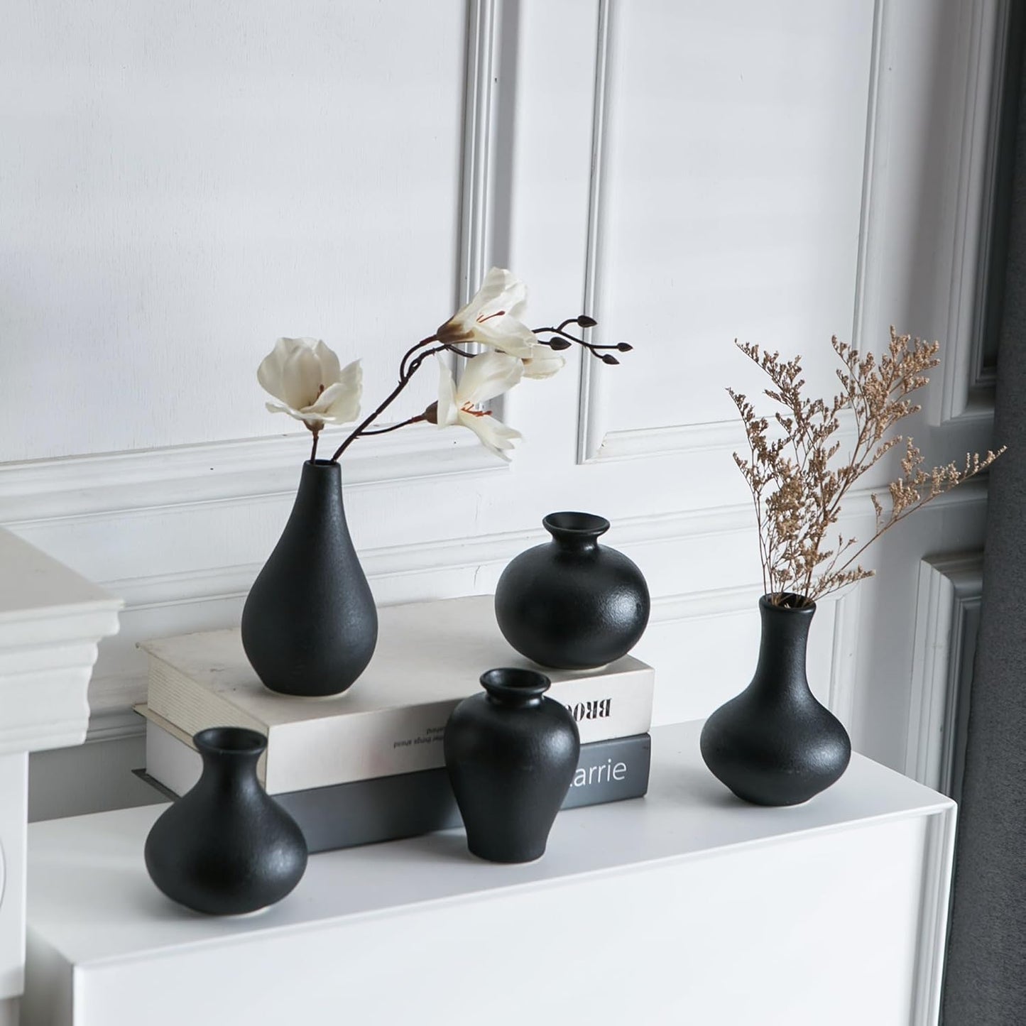 Ceramic Bud Vase / Black / Set of 5