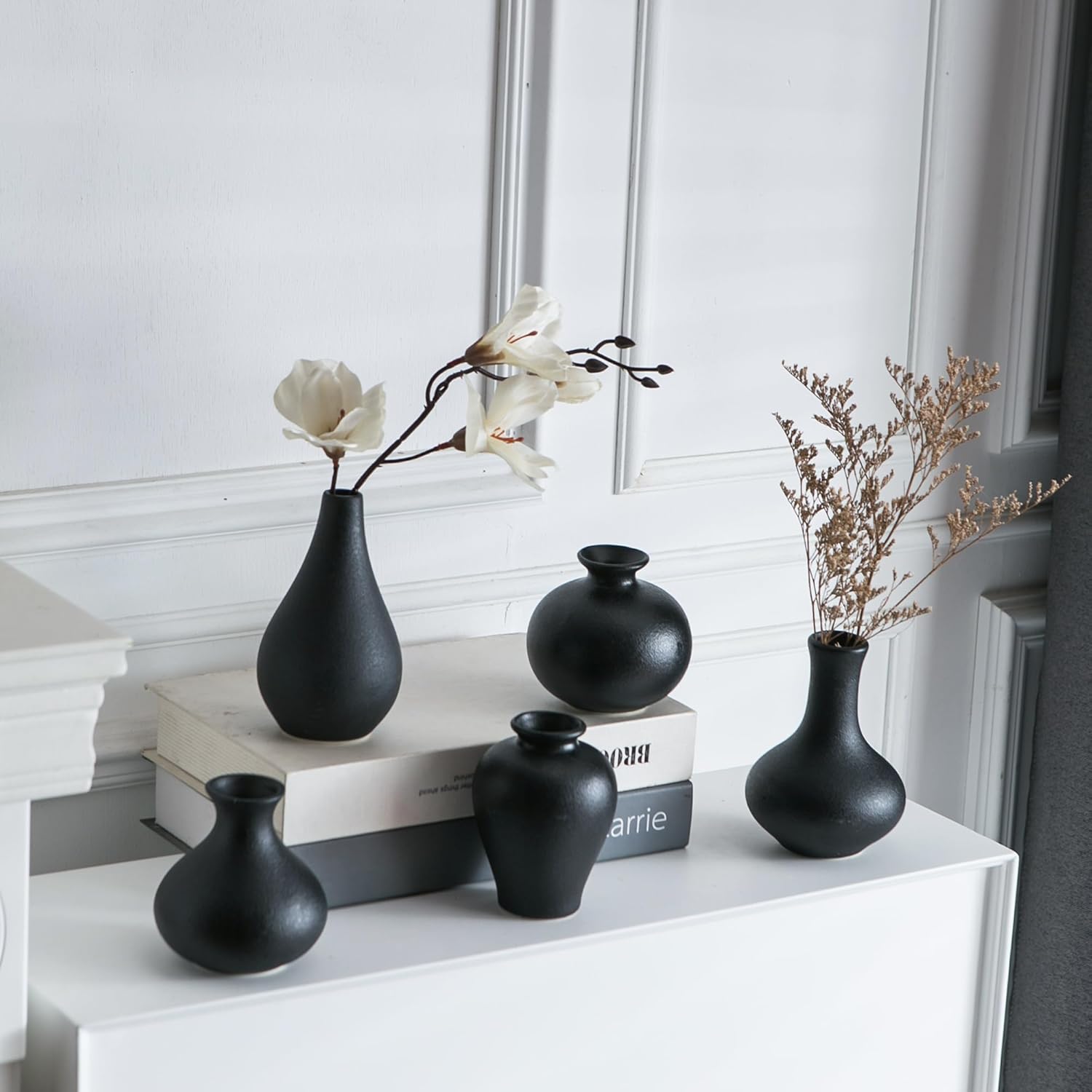 Ceramic Bud Vase / Black / Set of 5