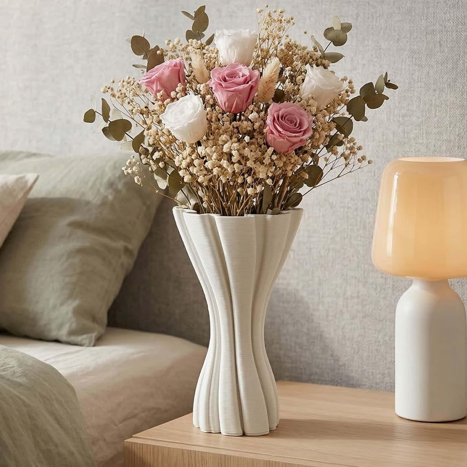Minimalist White Ceramic Vase / White-a, 7.87 Inch