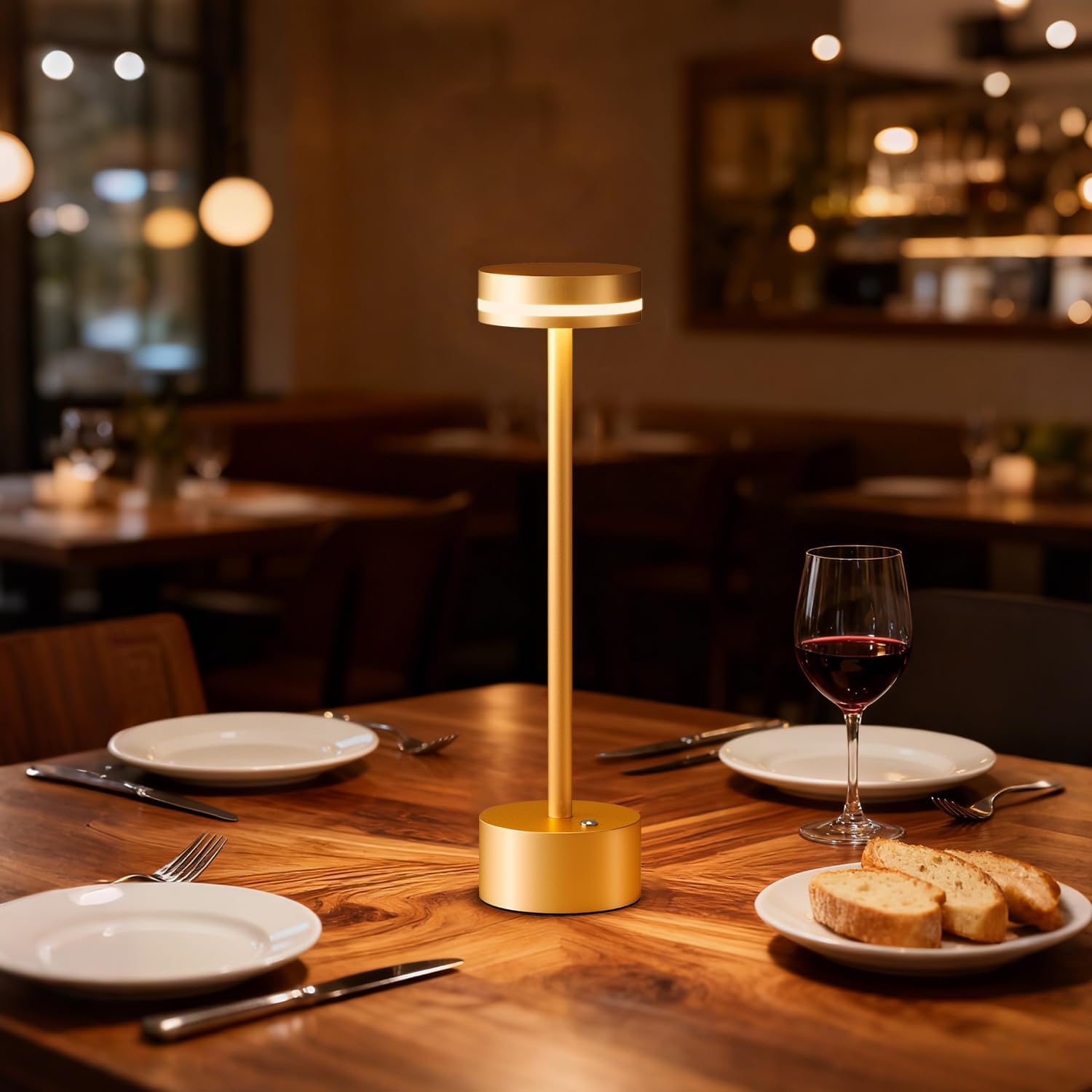 2 Pack Rechargeable Cordless Table Lamps Gold Touch Dimmable | Aluminum, Warm White, 4000mAh Battery Operated, For Home