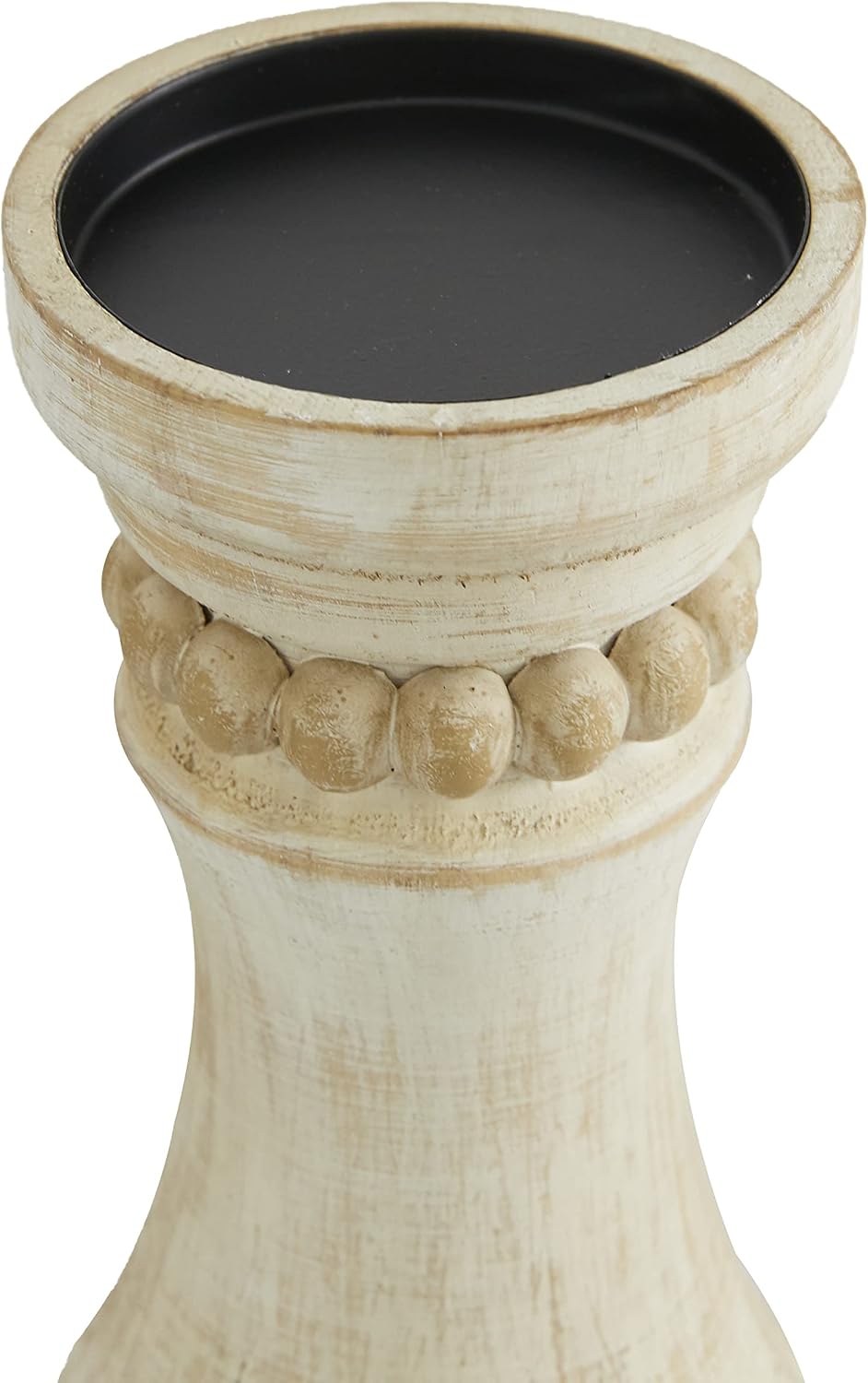 Deco 79 Wood Solid Candle Holder, Set of 3 12", 9", 7"H, Cream