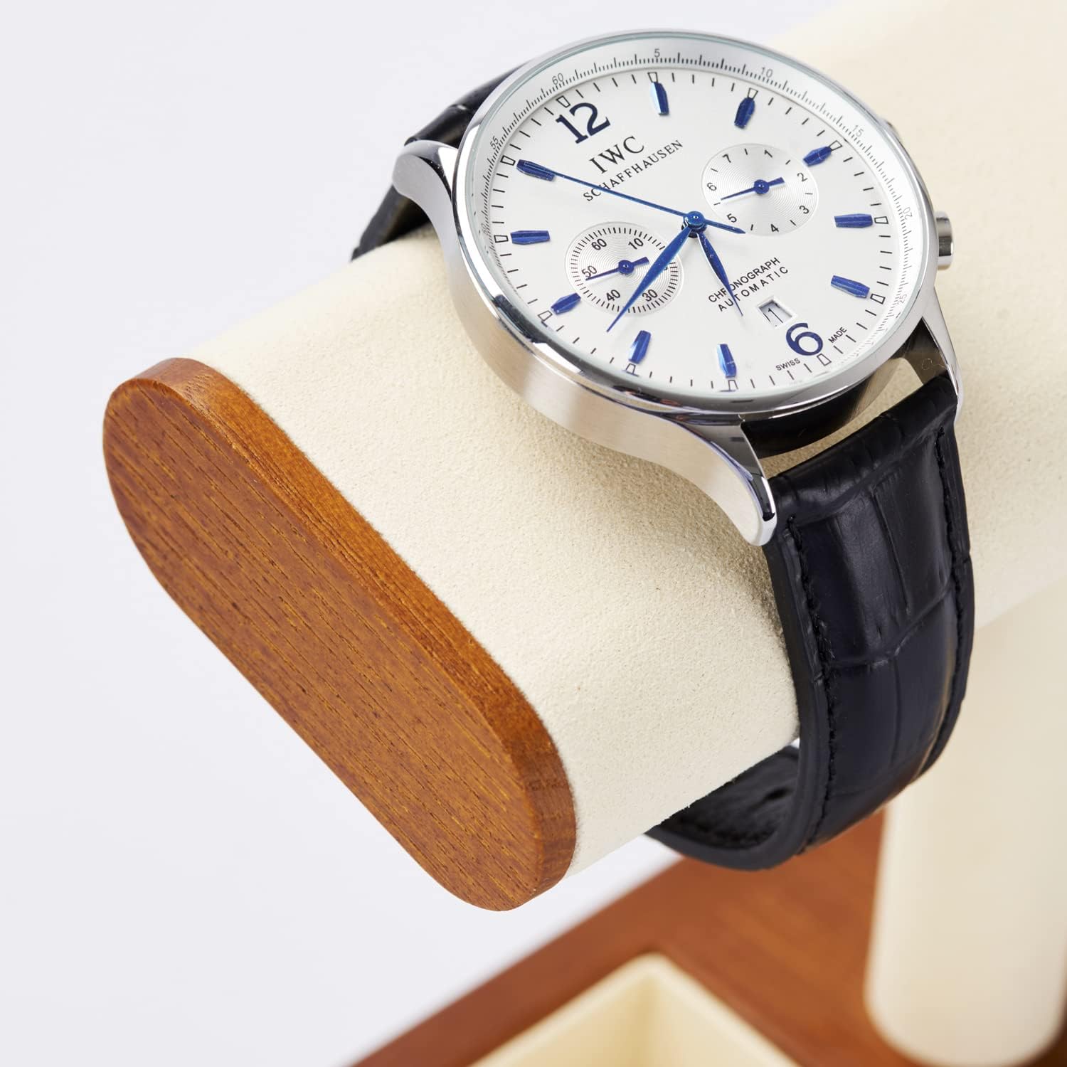 Oirlv Solid Wood Watch Stand,Watch Organizer Holder for Men(Cream) | Fits 4 watches,Great for Display Watches and