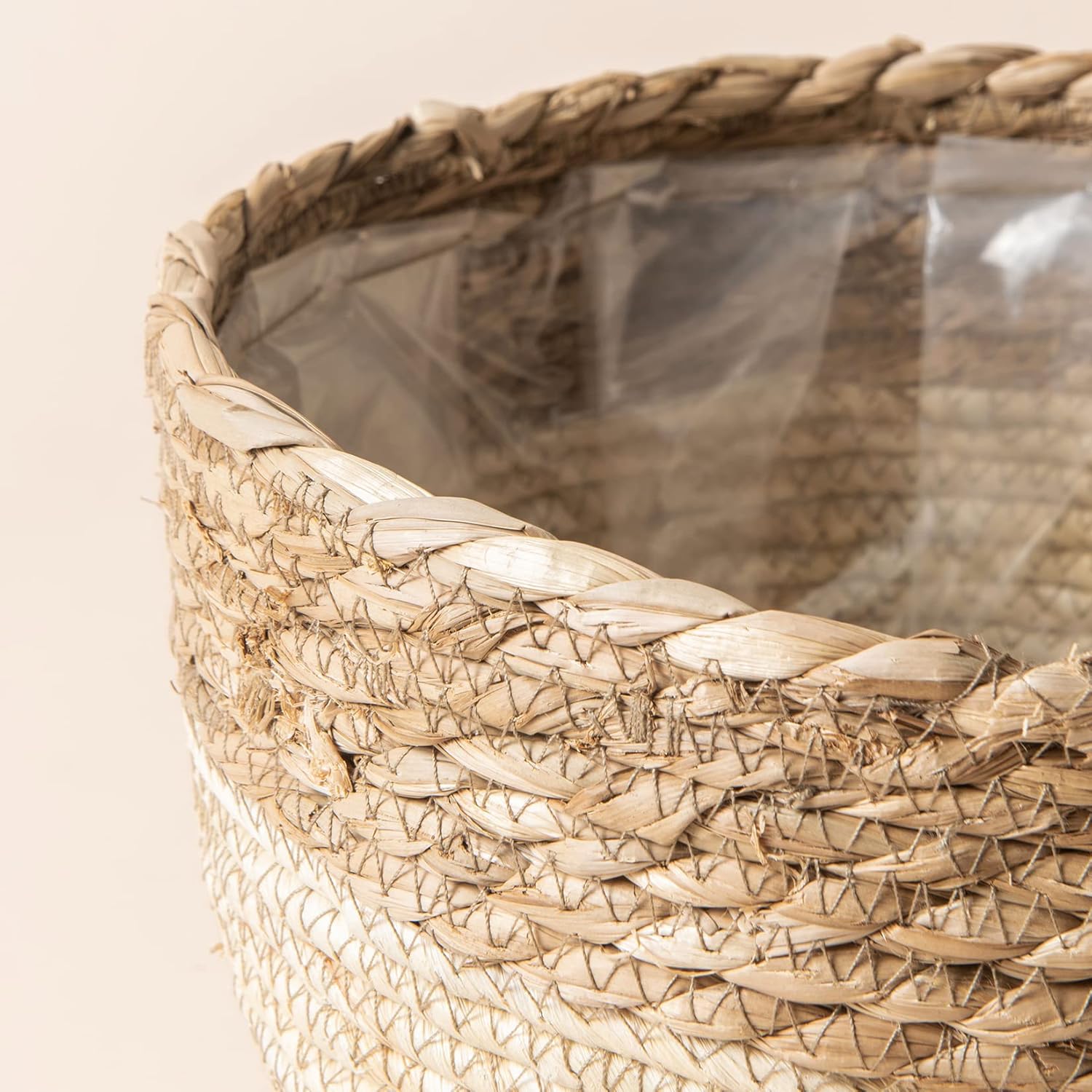 Seagrass Planter Basket Indoor Outdoor / Beige / 10.2"+8.7"+6.7 / 10 Inch
