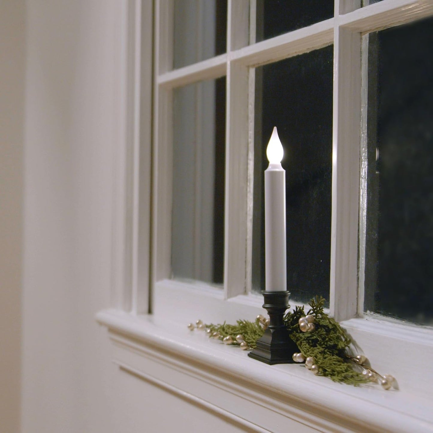 Bright White LED Battery Operated Window Candles Remote Control | Adjustable Timer, Flicker or Steady Light, Weighted