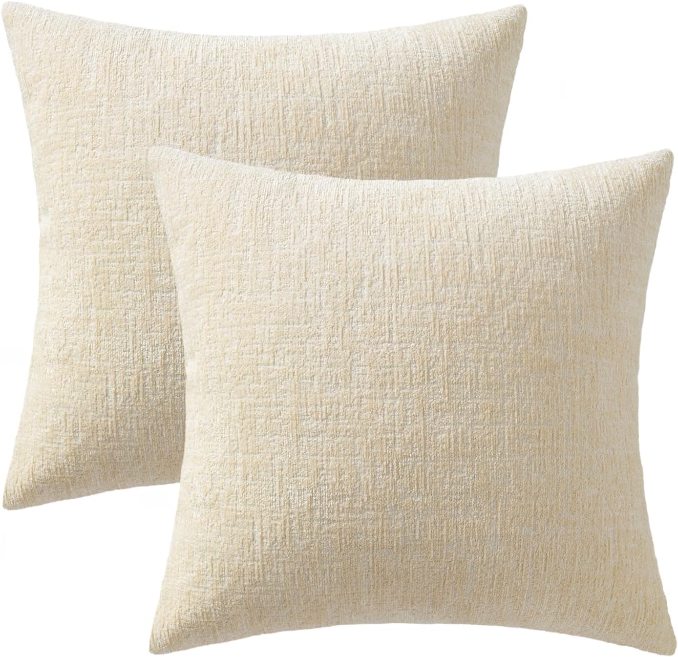 Decorative Throw Pillow Covers Couch Pillow Covers Soft Textured / 18 x 18 / Beige / Set of 2