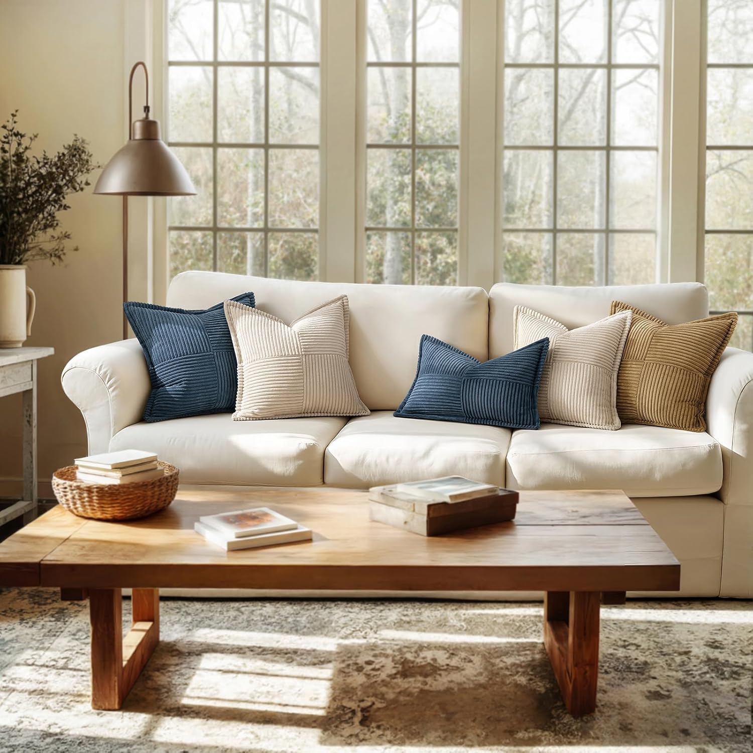 Decorative Throw Pillow Covers / 18 x 18 / Blue / Set of 2