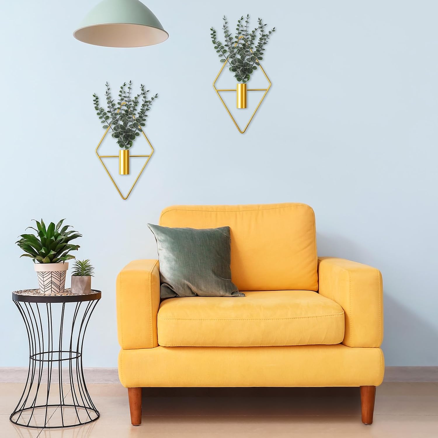 Artificial Metal Hanging Vase Indoor Plants Holder Modern Geometric / Gold / Eucalyptus / Set of 4