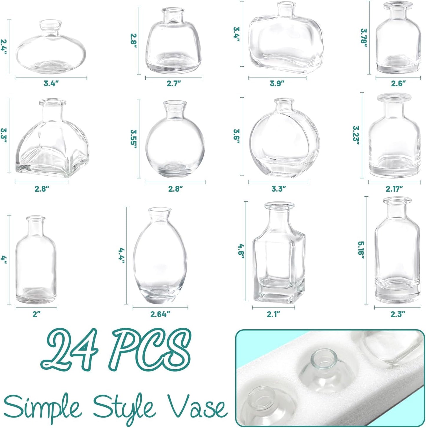 Glass Bud Vase in Bulk / Clear / Set of 24