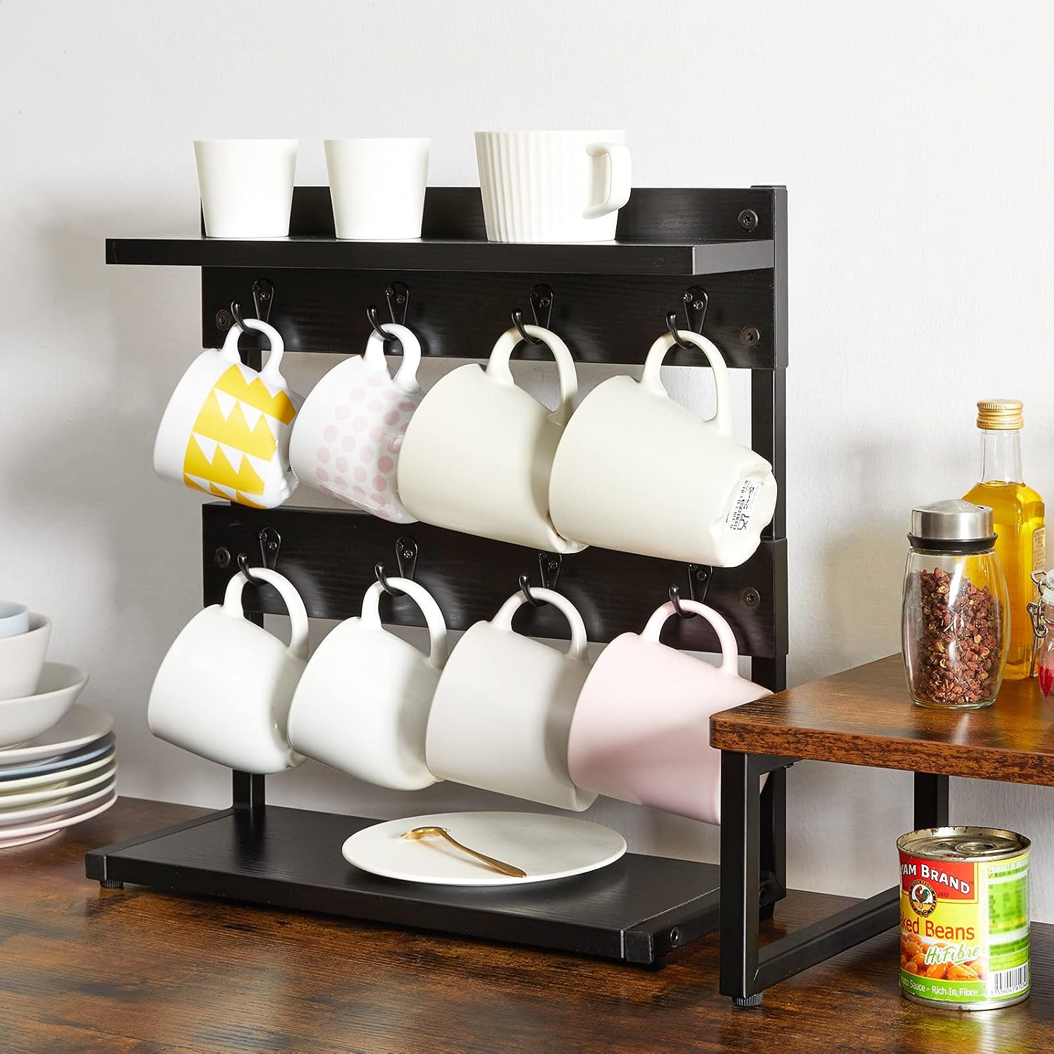 IBUYKE Countertop Mug Tree,Coffee Mug Cup Holder,Black TBJ002B | Coffee Cup Holder Mug Display Organizer Mug Holders