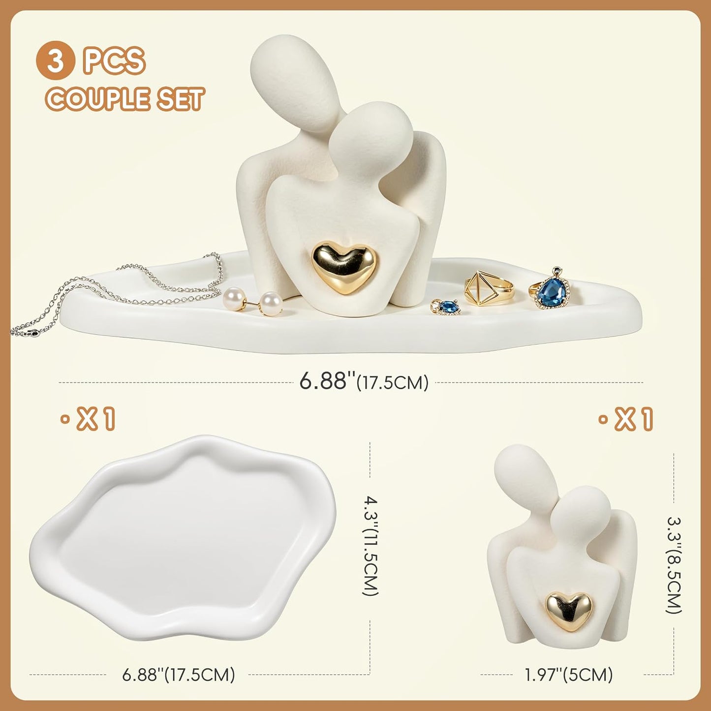 Ceramic Figurine / Cloud Jewelry Tray / Hugging Couple
