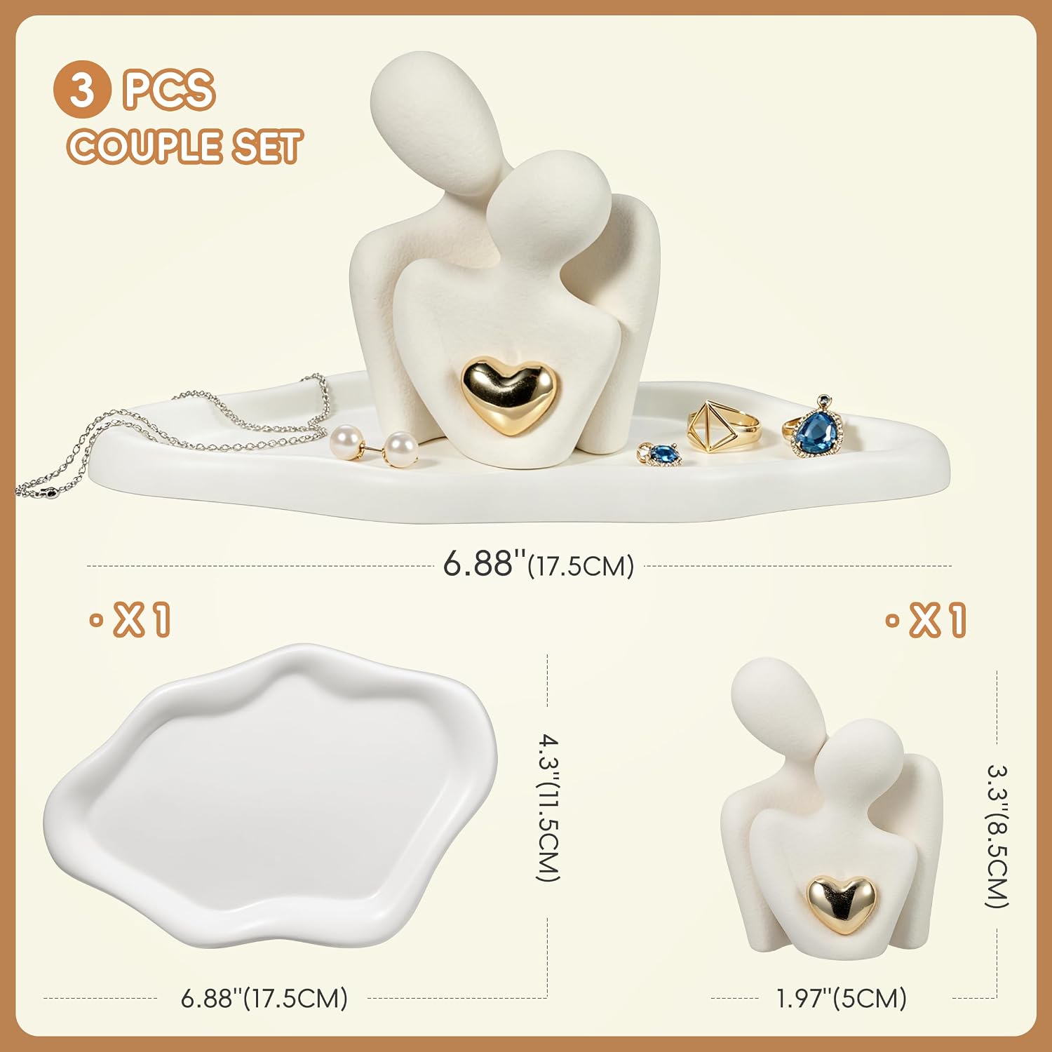 Ceramic Figurine / Cloud Jewelry Tray / Hugging Couple