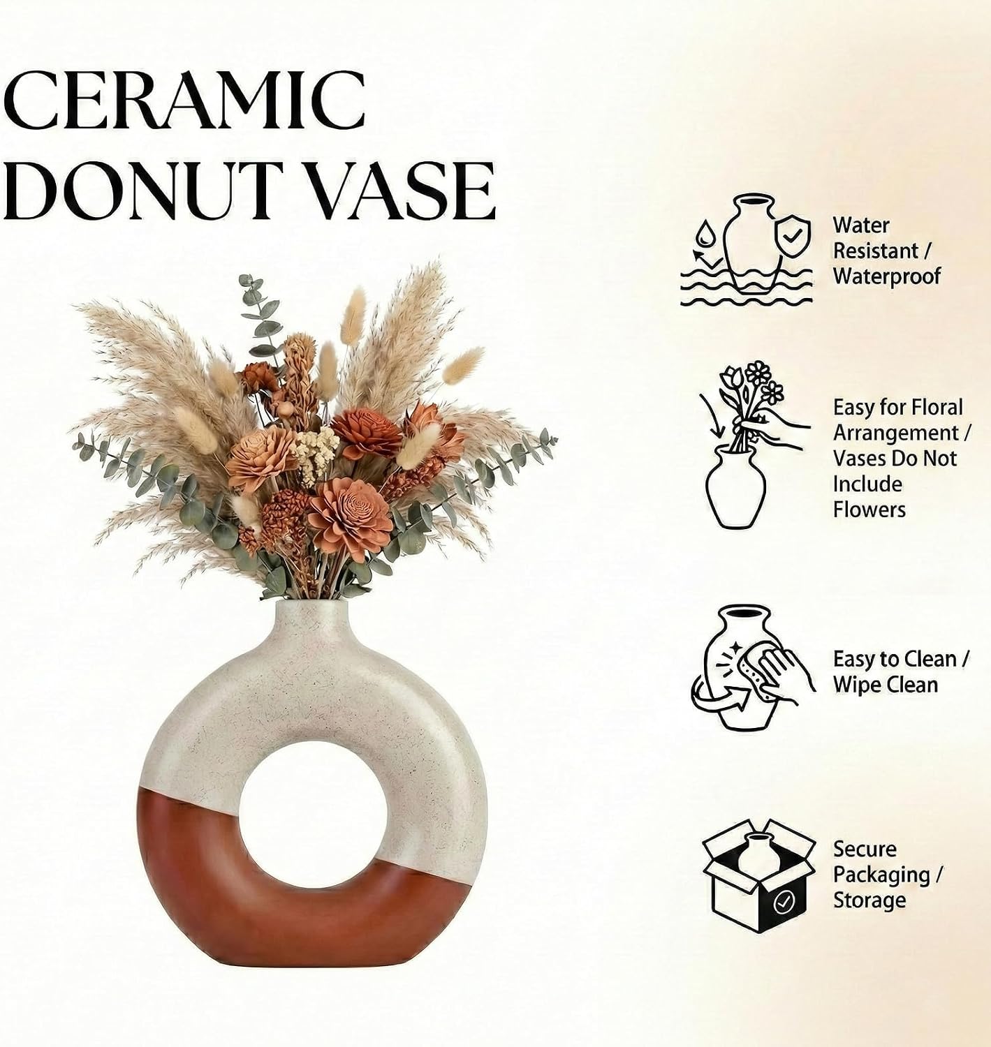 Modern Matte Ceramic Vases for Entryway Living Room / Terracotta / Set of 2