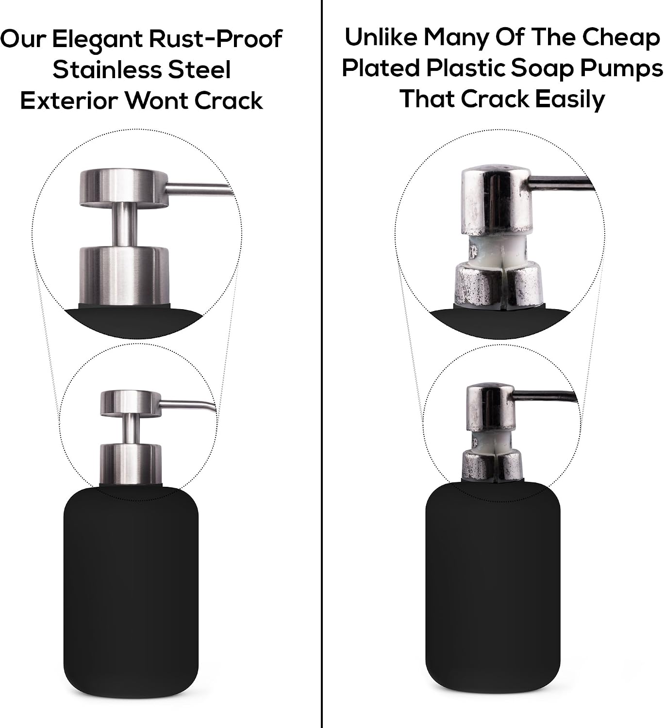 Stainless Steel Flat-Top Soap Pumps, Brushed Nickel, 4-Pack