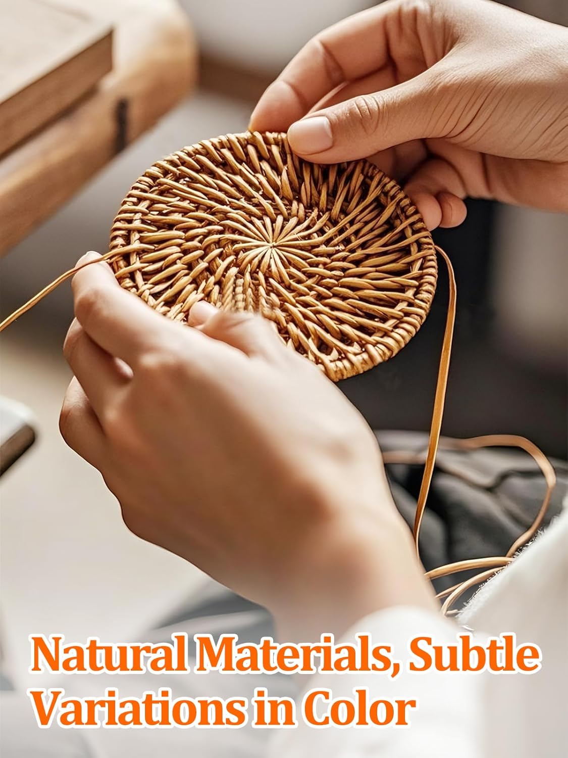 Holder / Wicker Drink Coasters Set / Natural / Set of 6