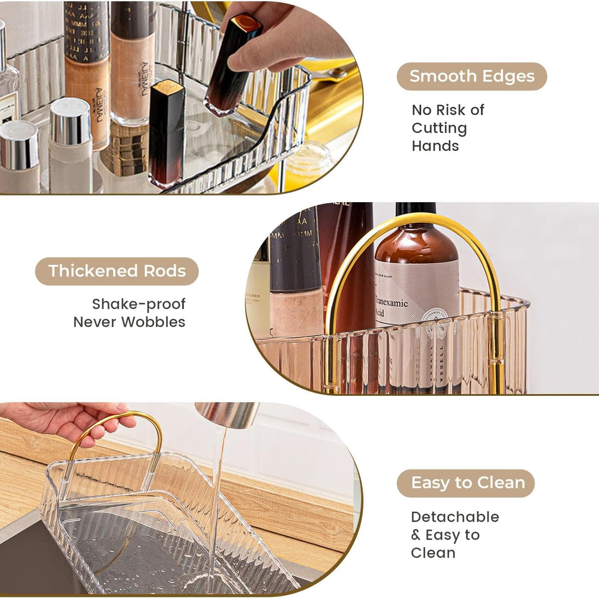 Aveniee Bathroom Counter Organizer, 3 Tier Perfume Skin Care Countertop Storage Shelf, Vanity Makeup Tray for Cosmetic