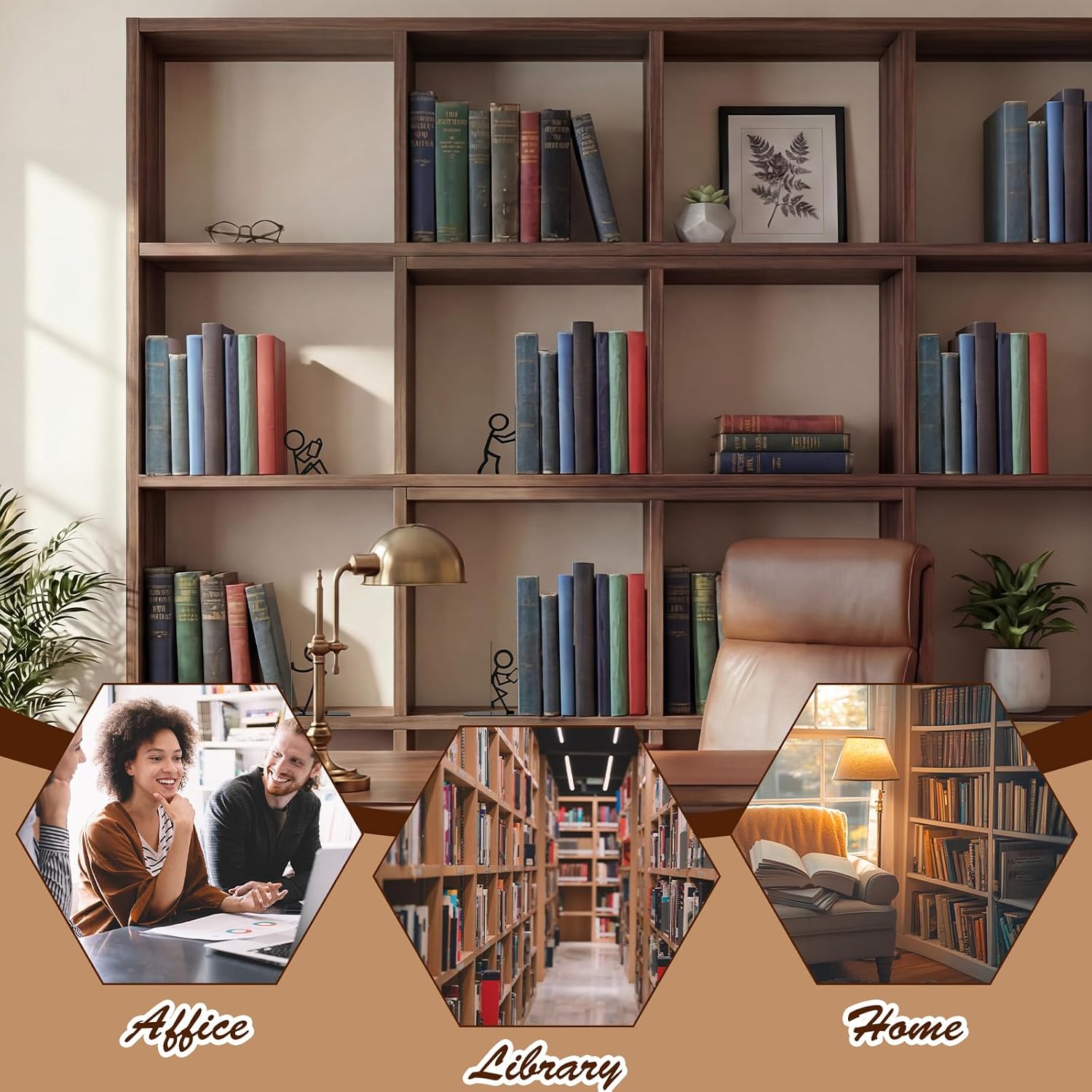 Metal Bookends People Bookends Decorative Bookshelf Decor for Book Lovers Gifts Book Ends / Set of 4