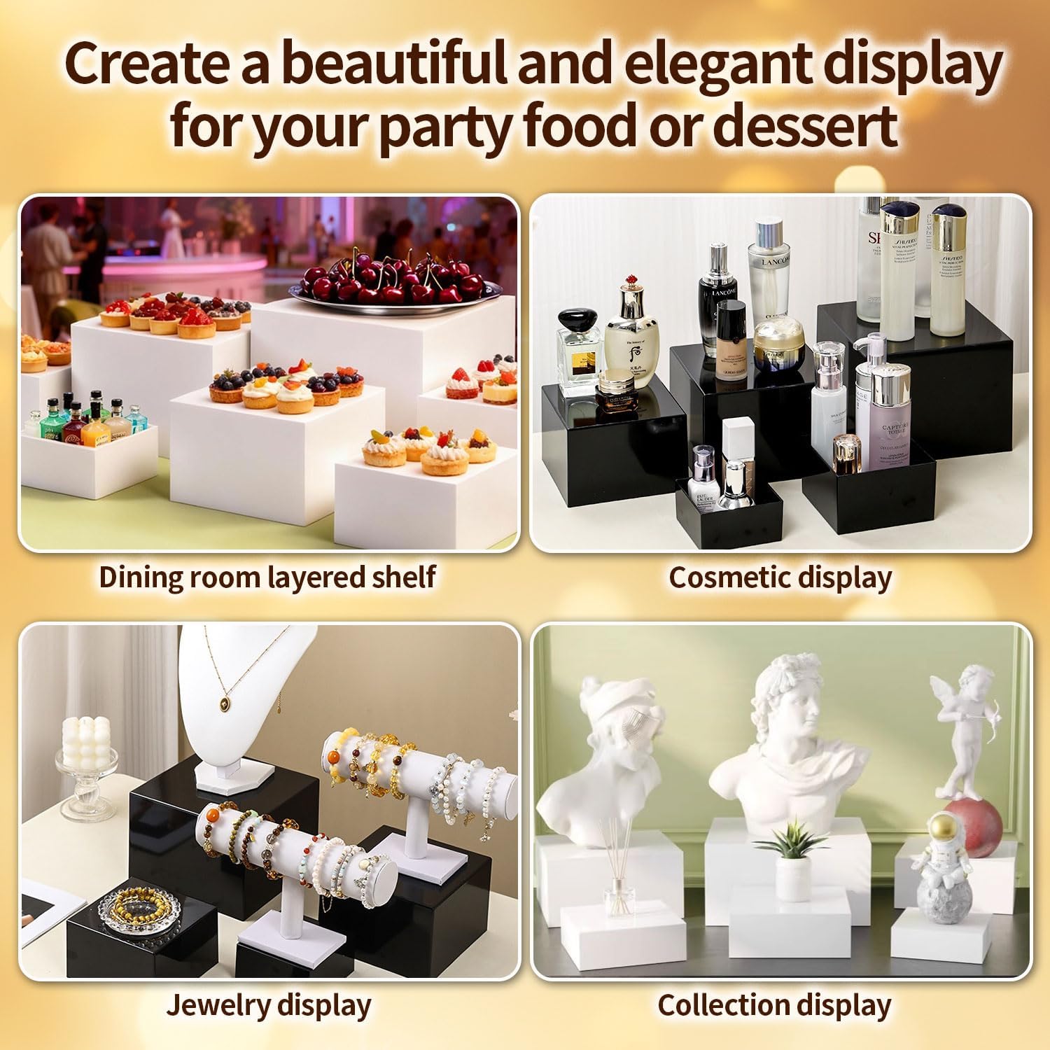 Display stands / Mini Acrylic Signs / White / 3in To 8in / Set of 6
