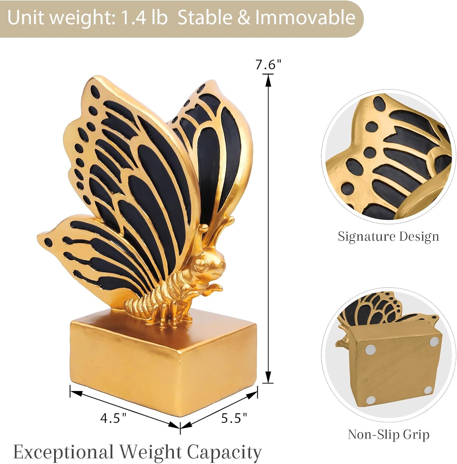 Vintage Butterfly Bookends / Gold