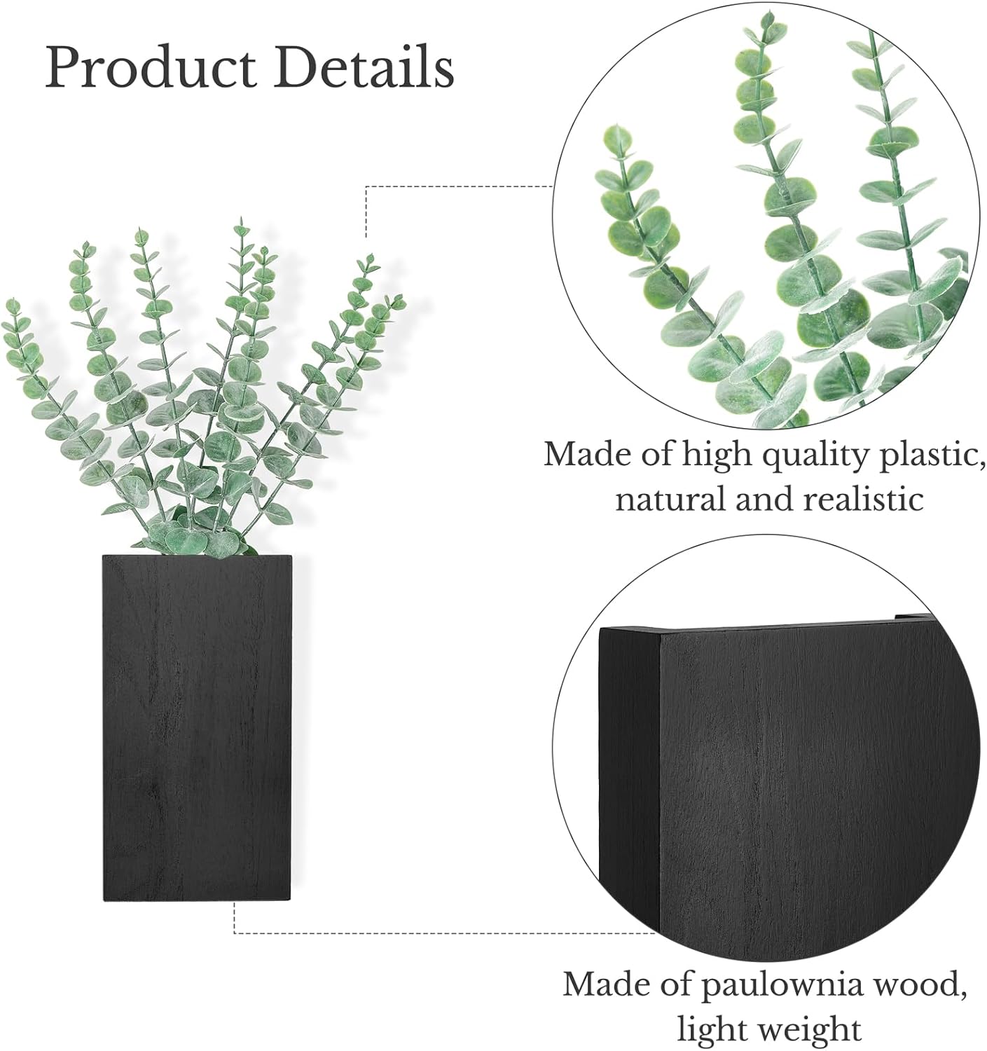 Wood Wall Planter Vase / Black / Medium / Set of 2