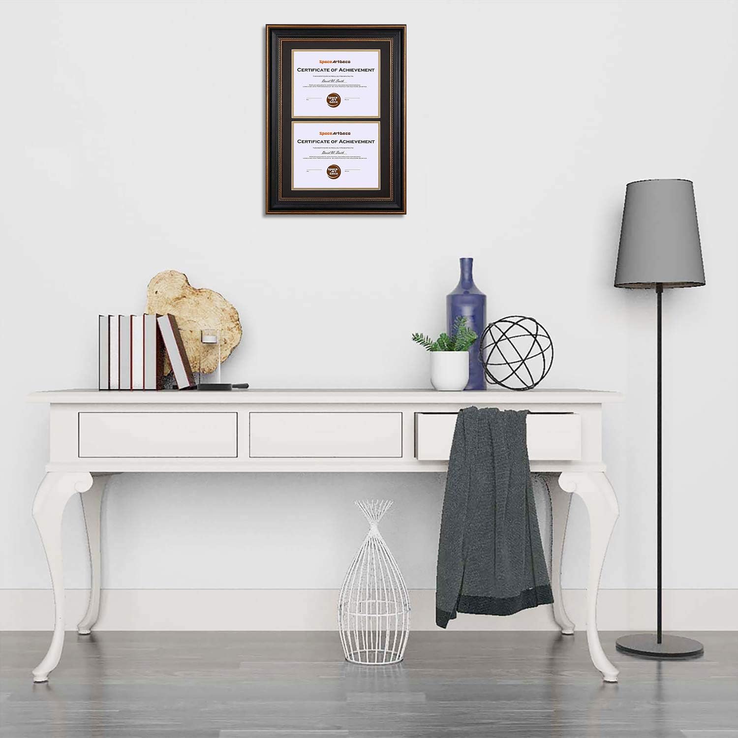 14x20 Double Diploma Frame Holds Two 8.5x11,2-Certificate/Degree Frame | Includes real glass,build-in hangers,black