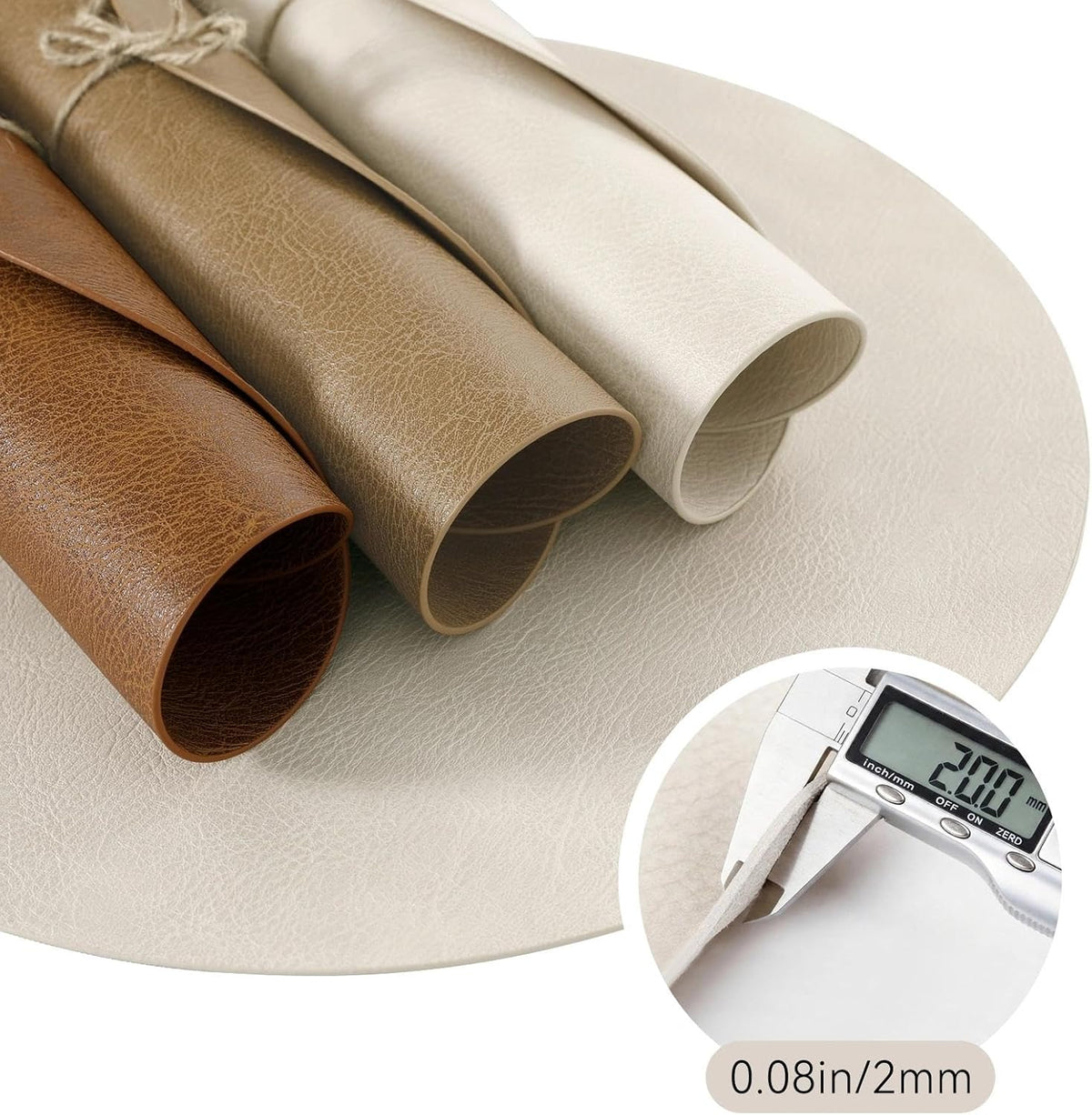 MOSAYT 13 Inch Round Vinyl Placemats Set of 8 - Faux Leather 100% Waterproof Oil-Proof Wipeable PU Place Mats, Heat