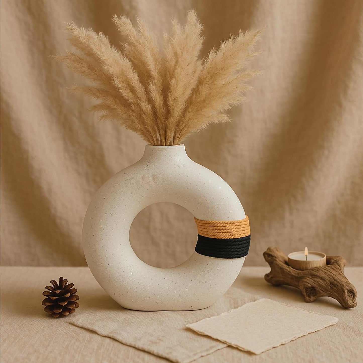 Decorative Modern Donut Shape Ceramic Vase / X1 Large