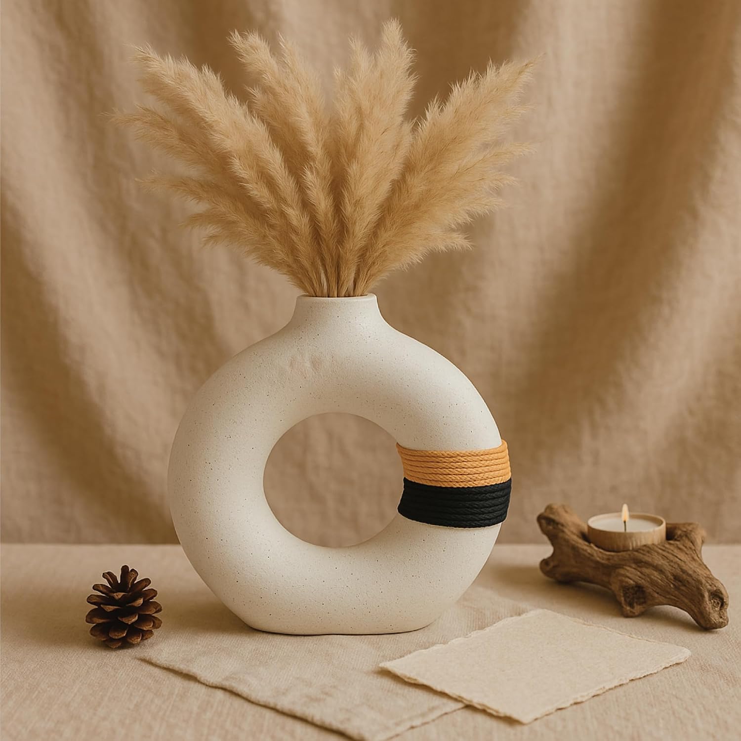 Decorative Modern Donut Shape Ceramic Vase / X1 Large