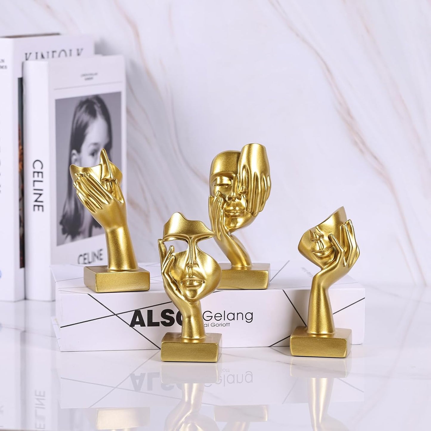 Abstract Thinker Figurine / Gold / Set of 4