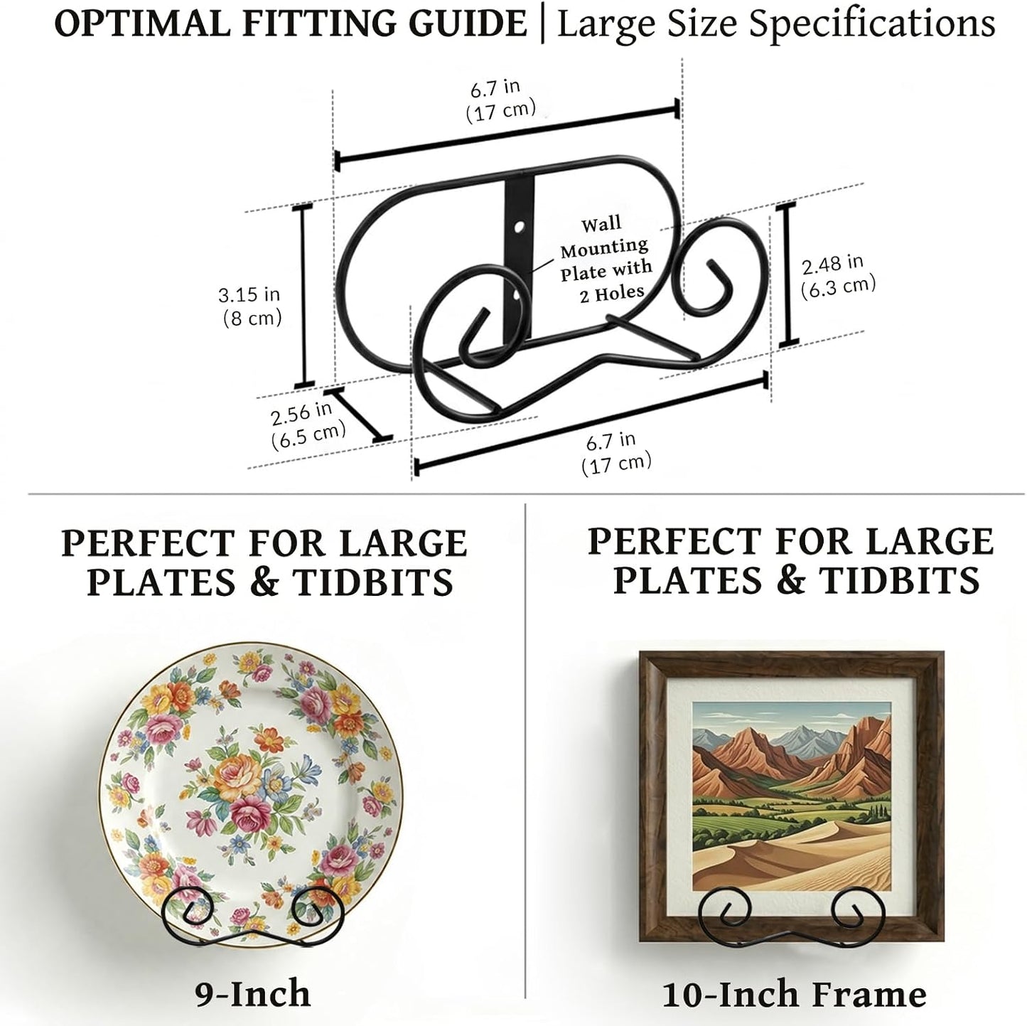 Vertical Metal Holders for Decorative Plates / Black / Large