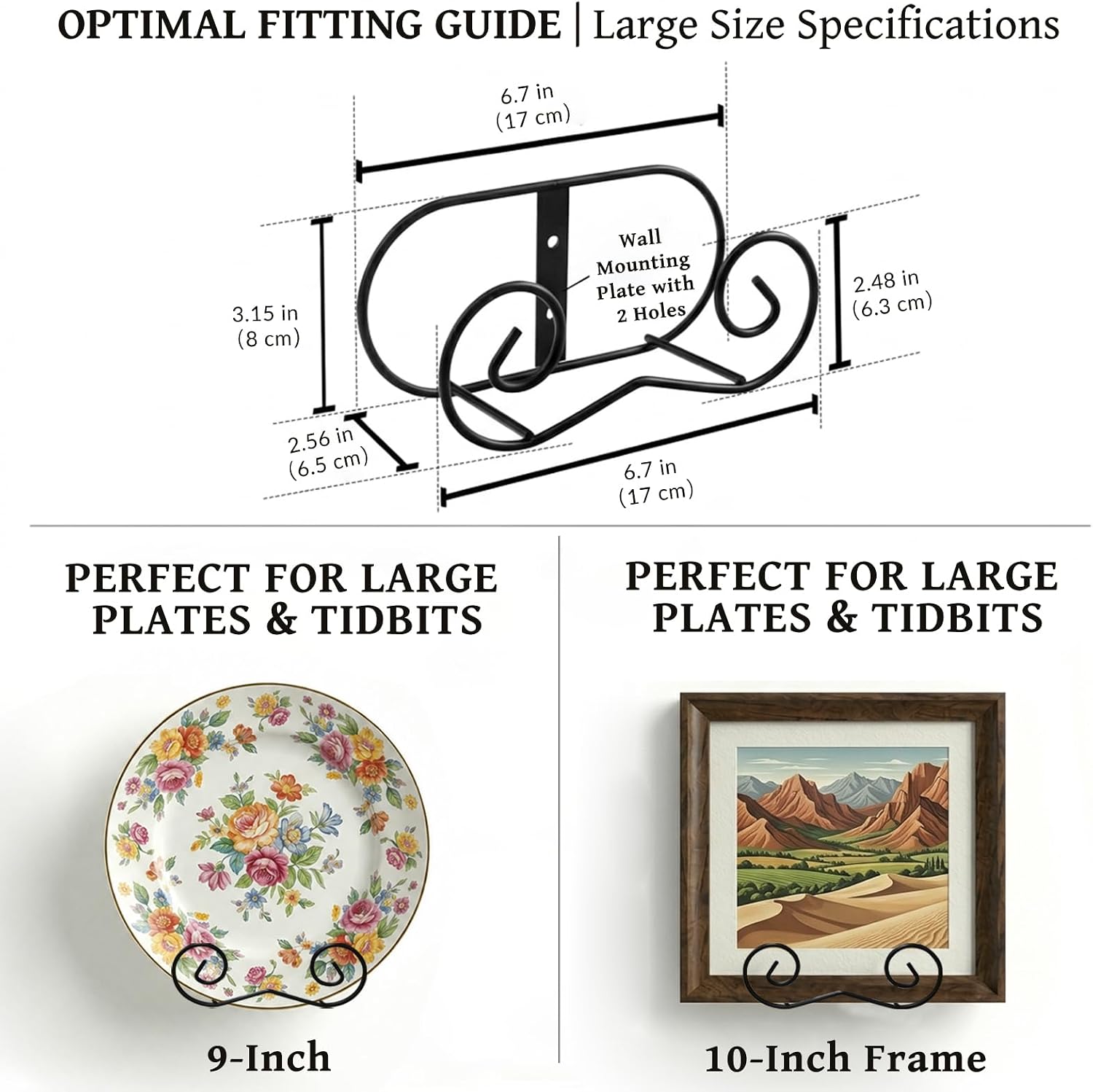 Vertical Metal Holders for Decorative Plates / Black / Large