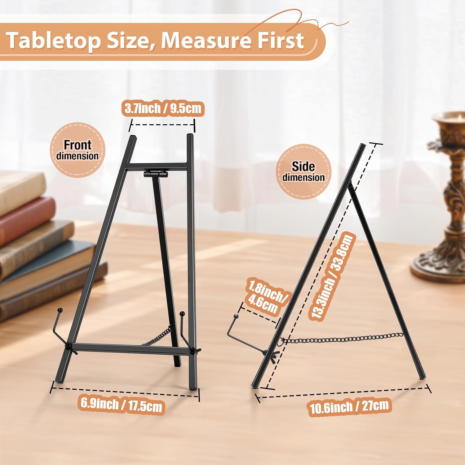 Metal Easel Stand for Sign / Black / 13.3 Inch