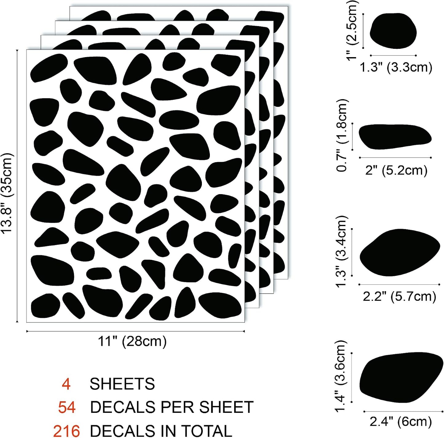 Vinyl Irregular Polka Dot Wall Decals / Irregular Spots / Black