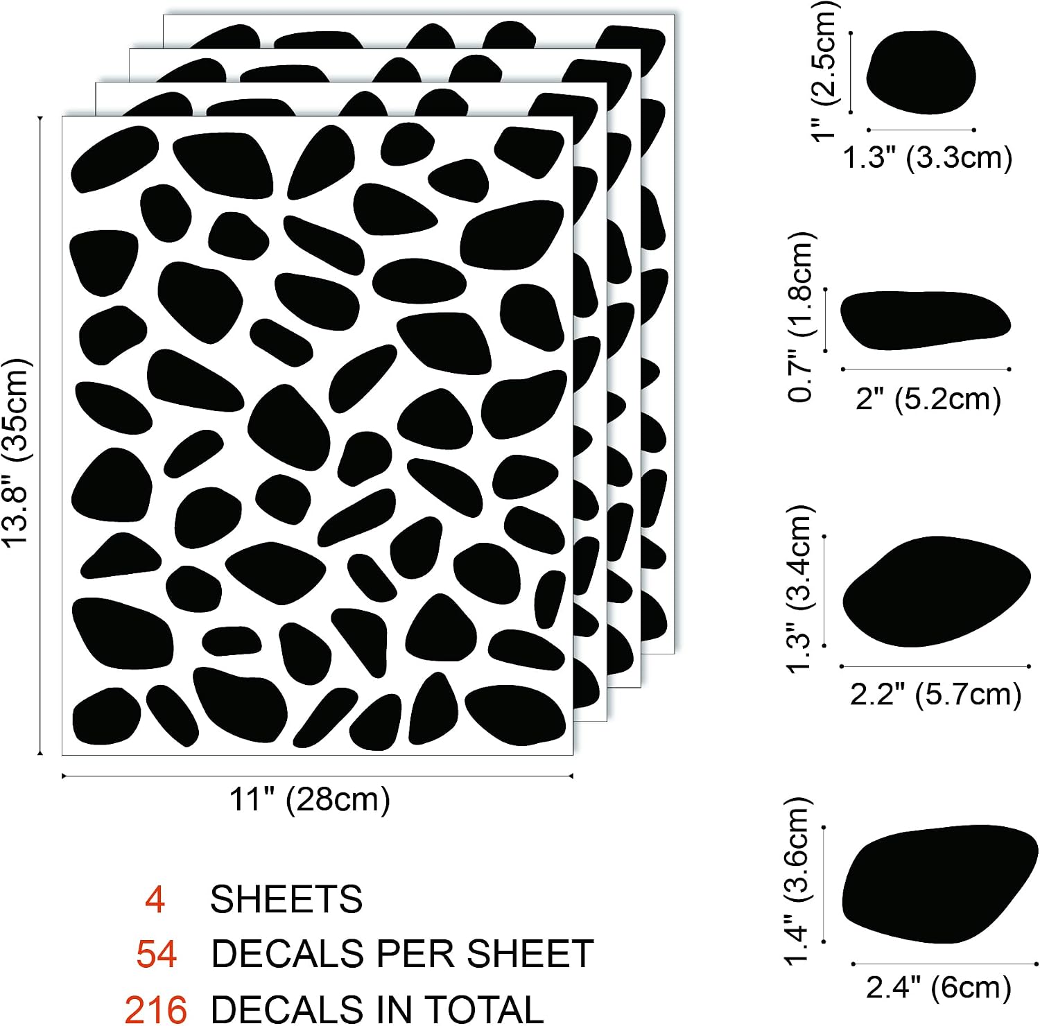 Vinyl Irregular Polka Dot Wall Decals / Irregular Spots / Black