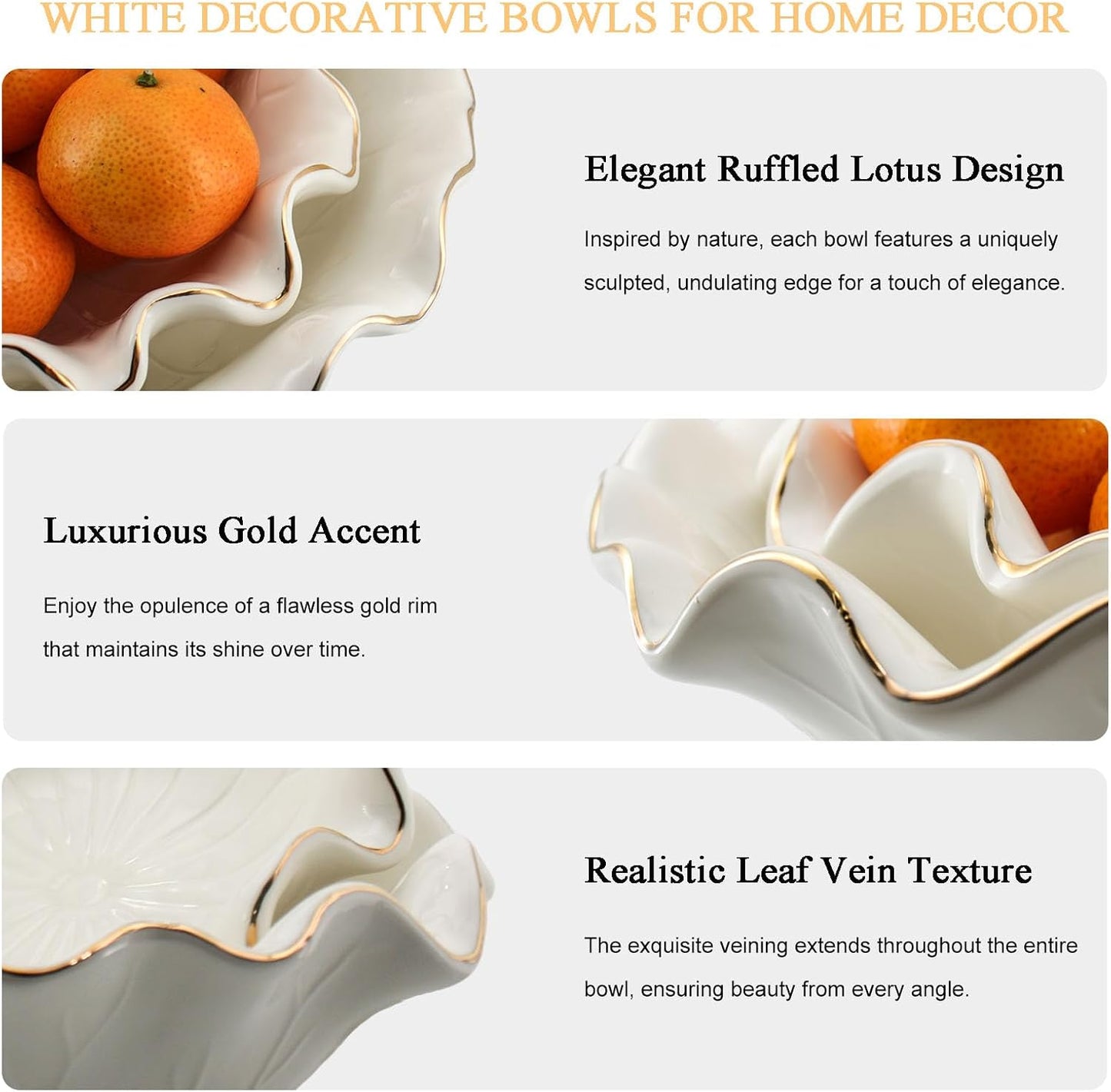 Modern Lotus Design / White / Set of 8