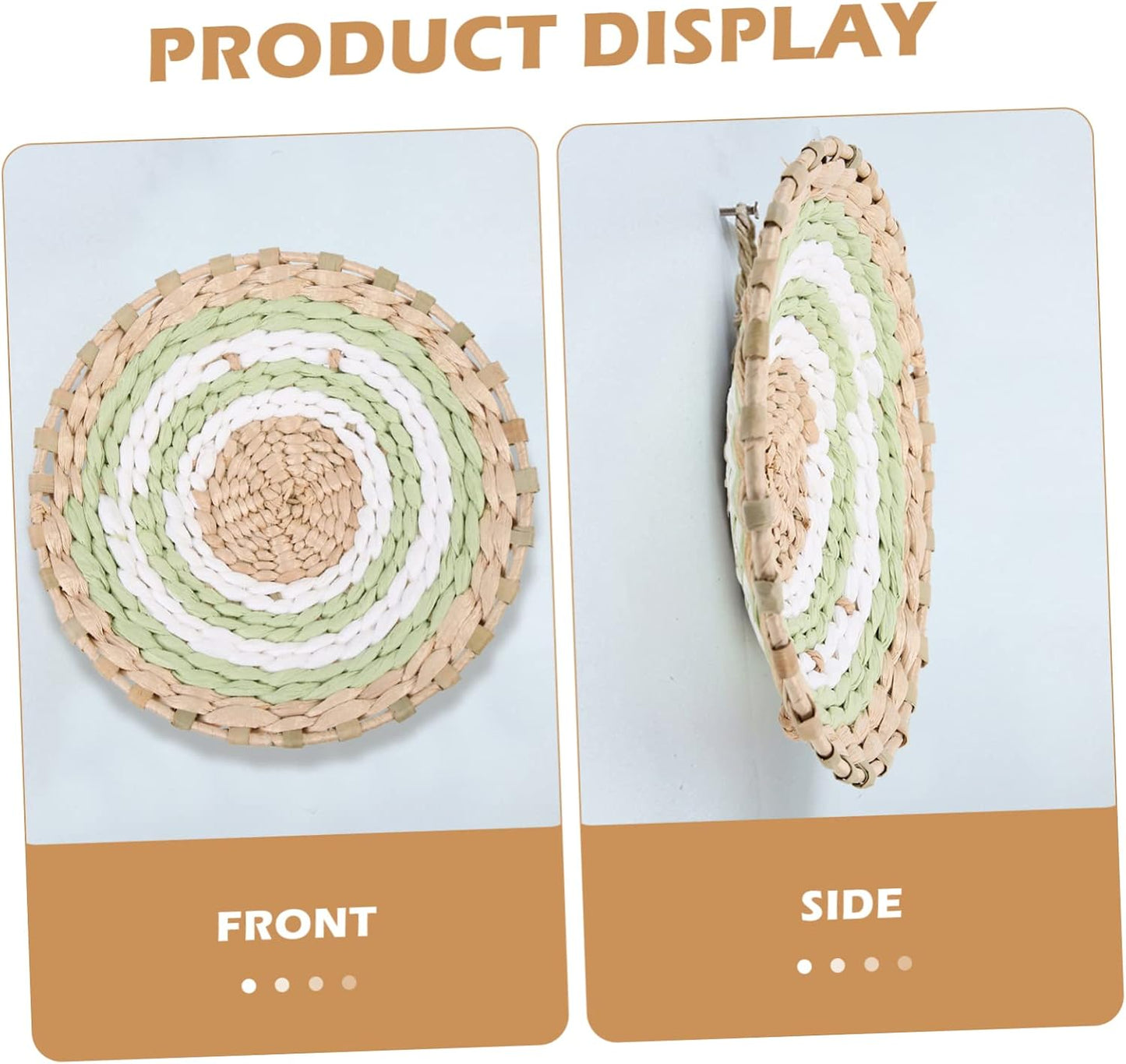 Woven Straw Wall Hanging Pendant / Natural / 7.79 x 7.79 x 1.57