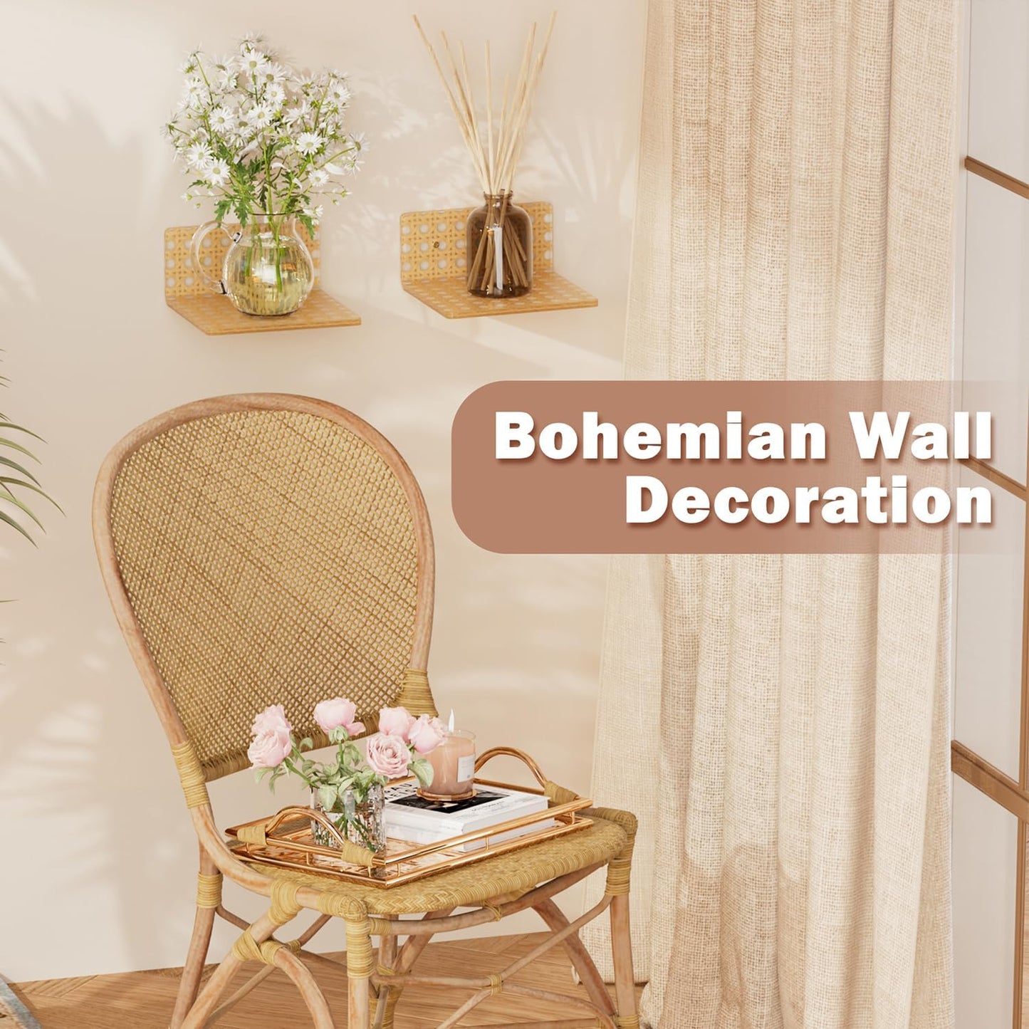 Boho Acrylic Wall Shelves / Clear / Set of 2