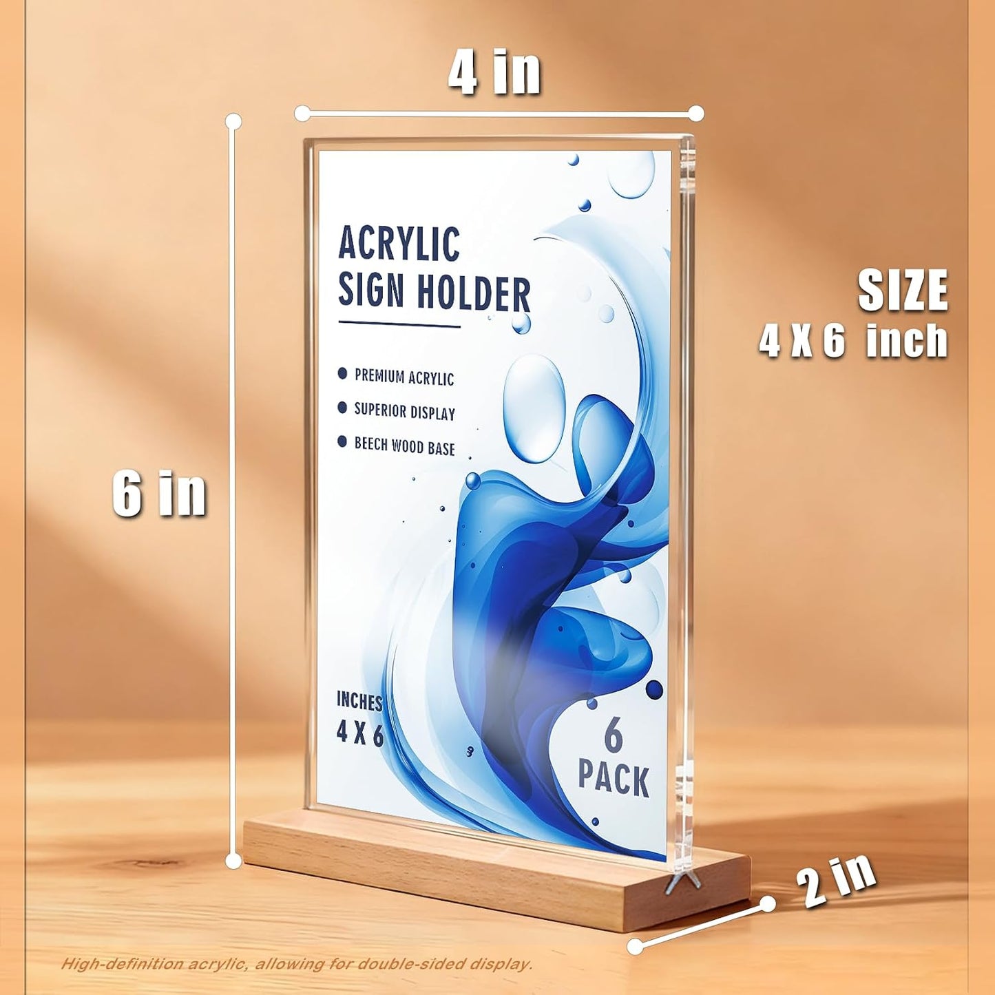 Acrylic Table Top Sign Holder / 4*6 / 4 x 6 / Set of 6