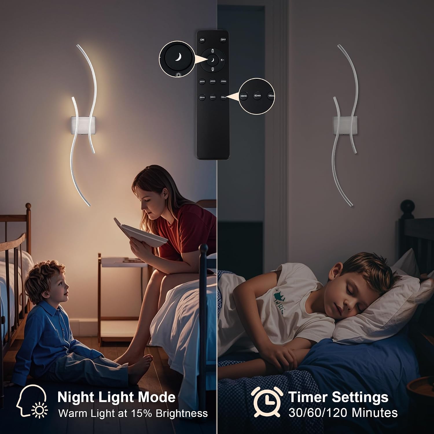 KARTOOSH Battery Operated Wall Sconce Set of Two with Remote Control | Wireless Wall Sconces with Stepless 3CCT &