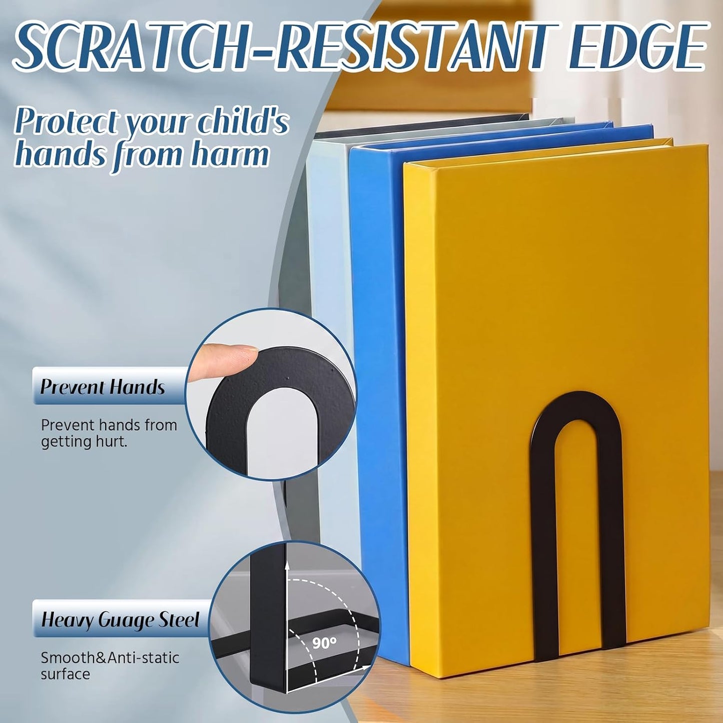 Modern Metal Book Ends / 5.5*3.75*2.25inch / Black / Set of 2