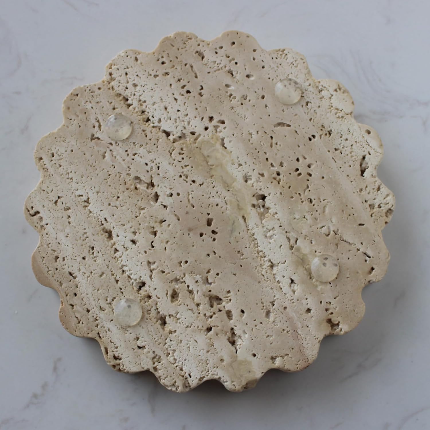 Travertine Scalloped Tray 6.3 / Beige Travertine