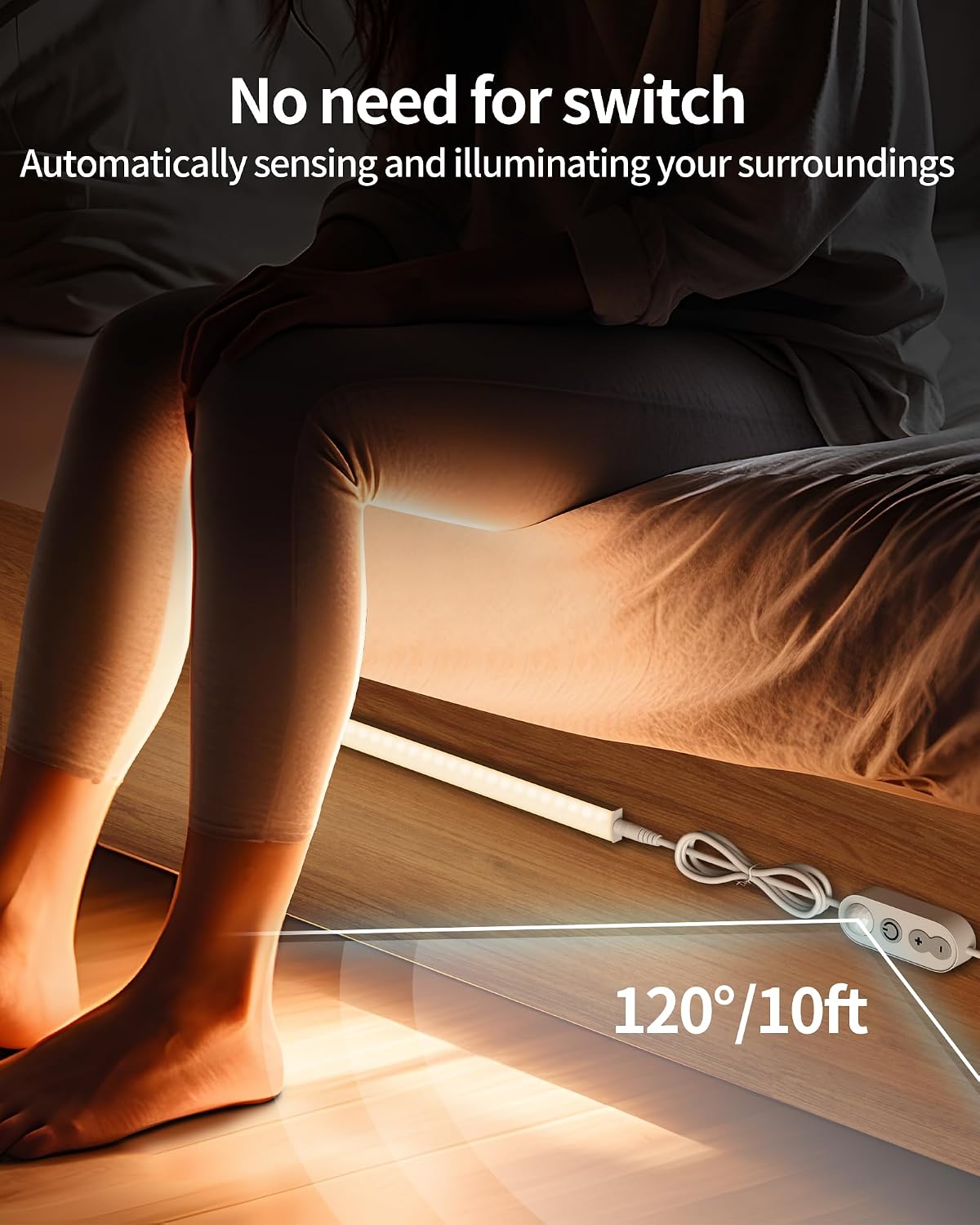 Motion Sensor Cabinet Lighting Plug in - 6 Pcs 12 inches 4500K | Dimmable Linkable Daylight White