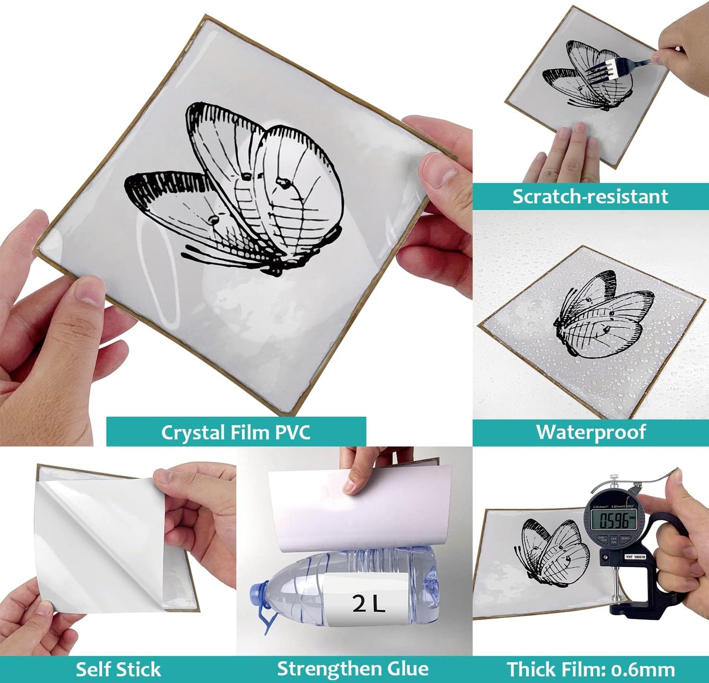 Self-Adhesive Wall Tile Transfers Backsplash Sticker Decal / T038 / Set of 30