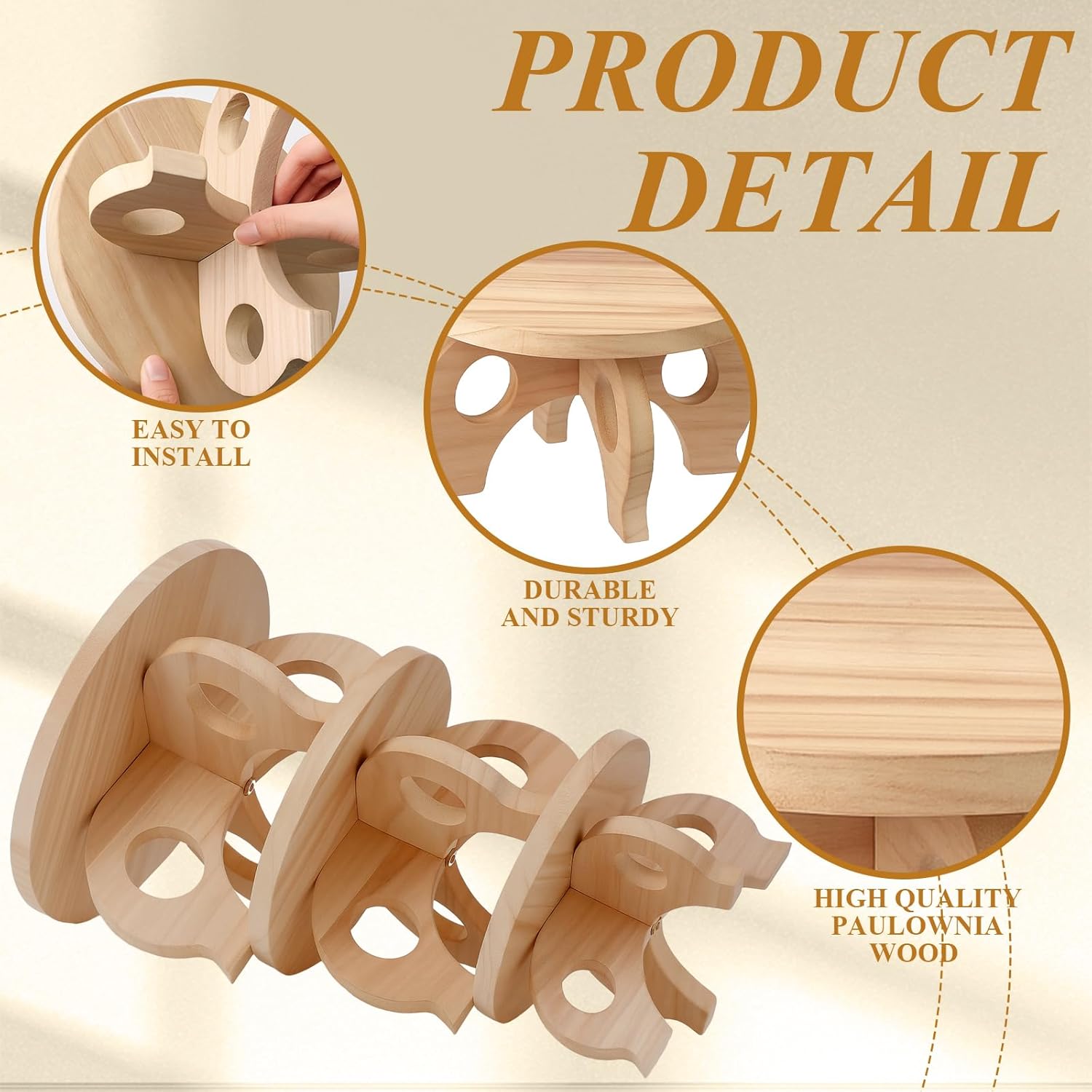 Plant Stand Indoor 8/9/11" Round Wood Plant Stands Outdoor Round / Light Wood / Low / Set of 3
