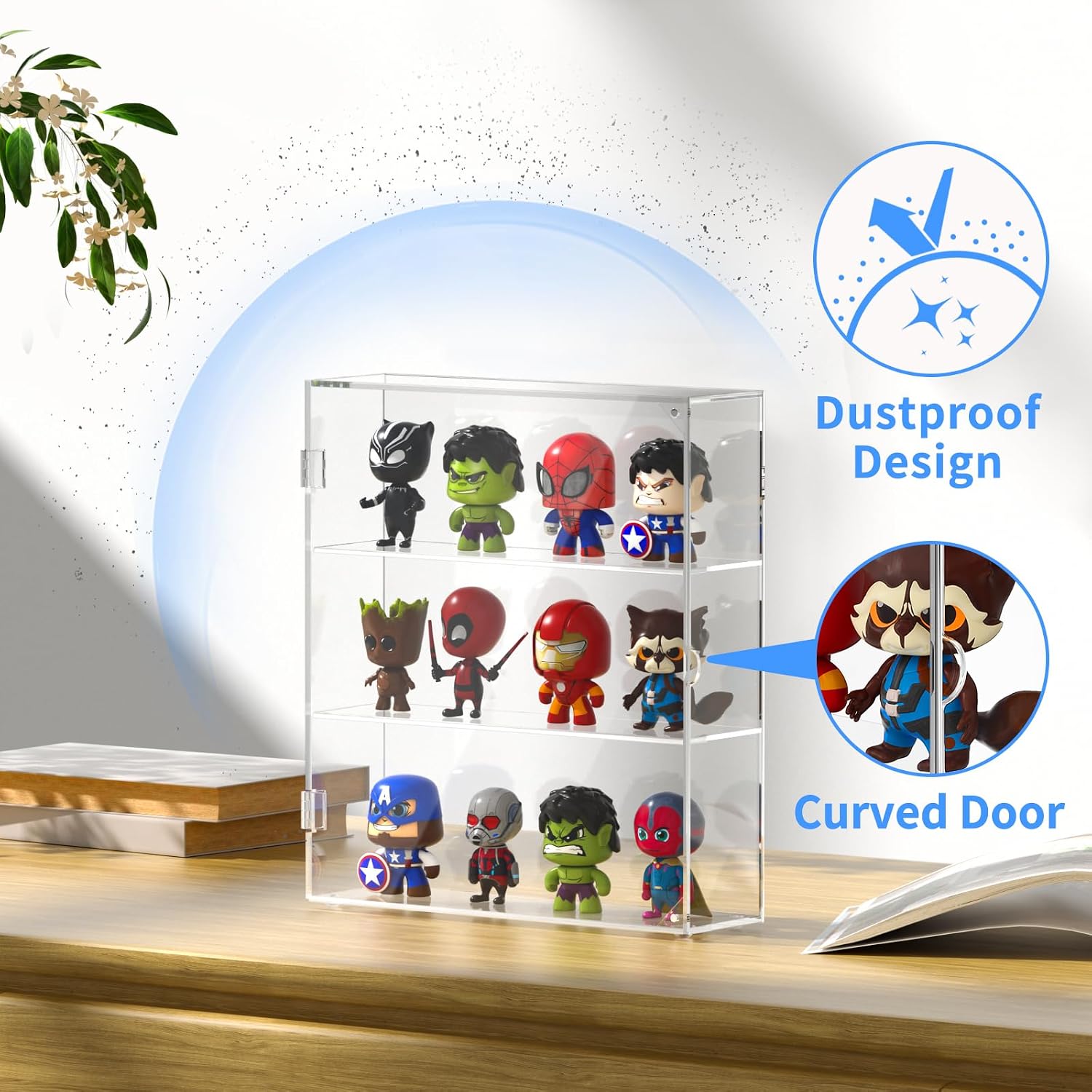 AITEE 3 Tiers Acrylic Display Case for Mini Funko Pop on Wall or Desktop | 11.8"Lx3.4"Wx13.3"H, dustproof, 3 tiers