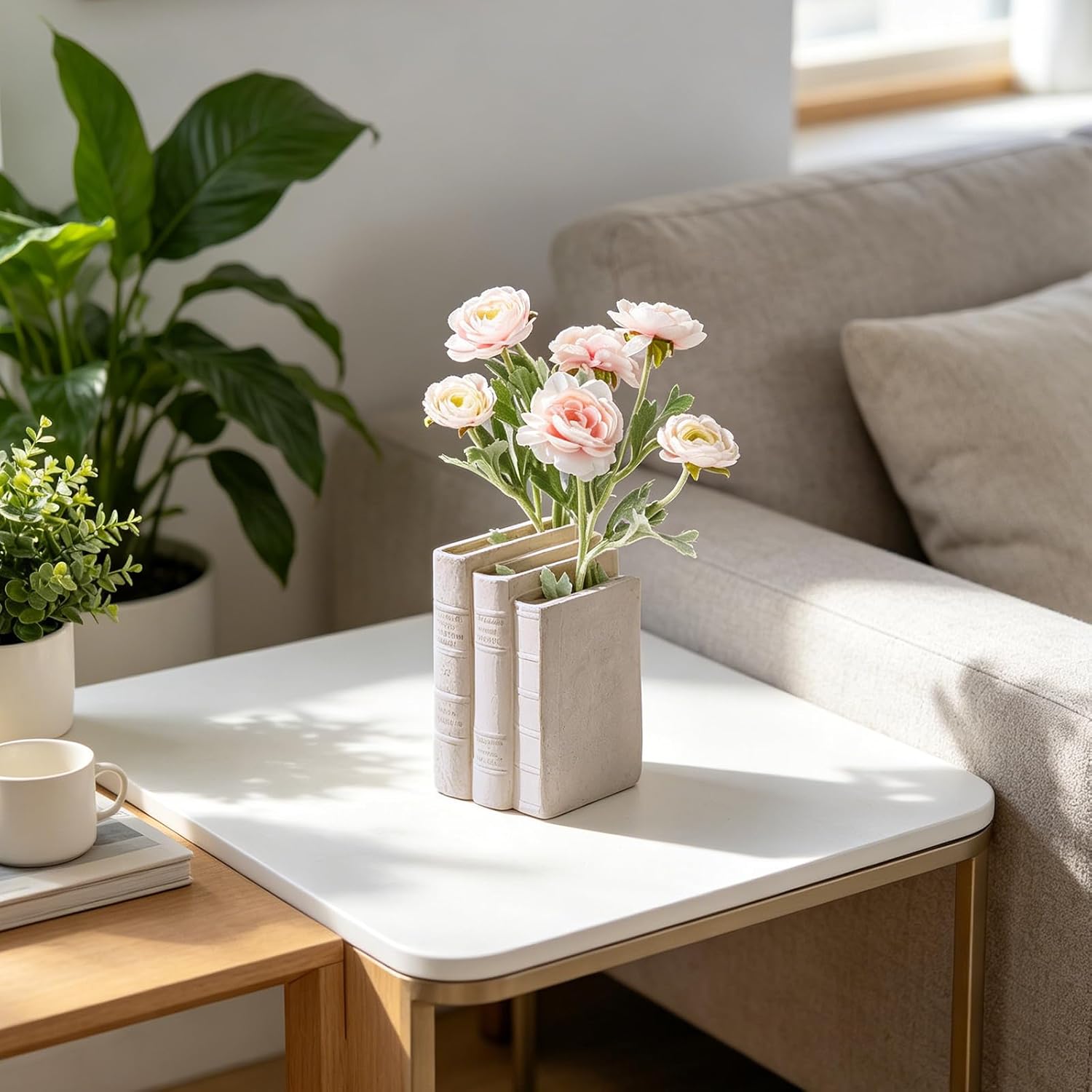 Book Shaped Vase for Flowers / Cream-vase