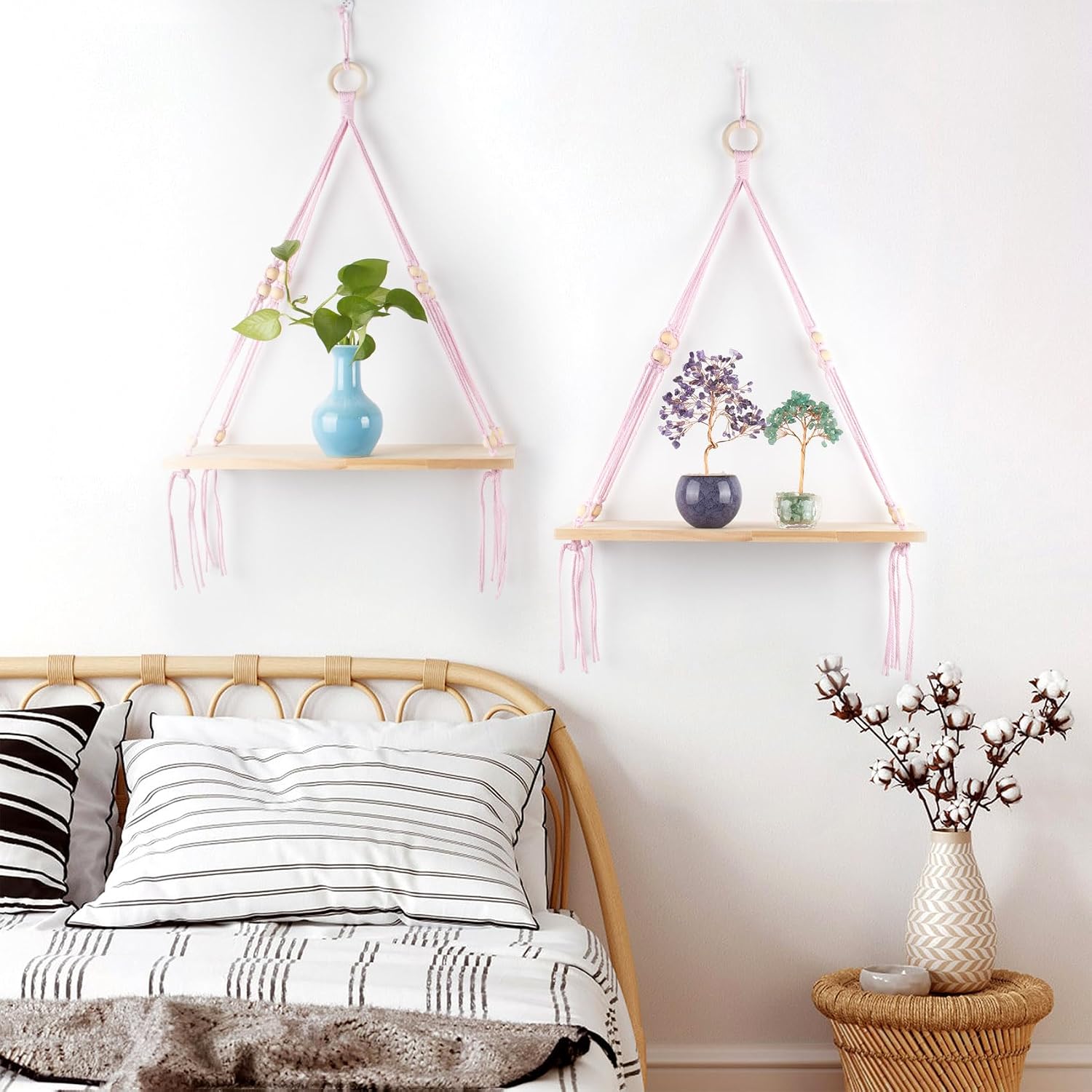 Bohemian Display Floating Shelves / Pink / Set of 2