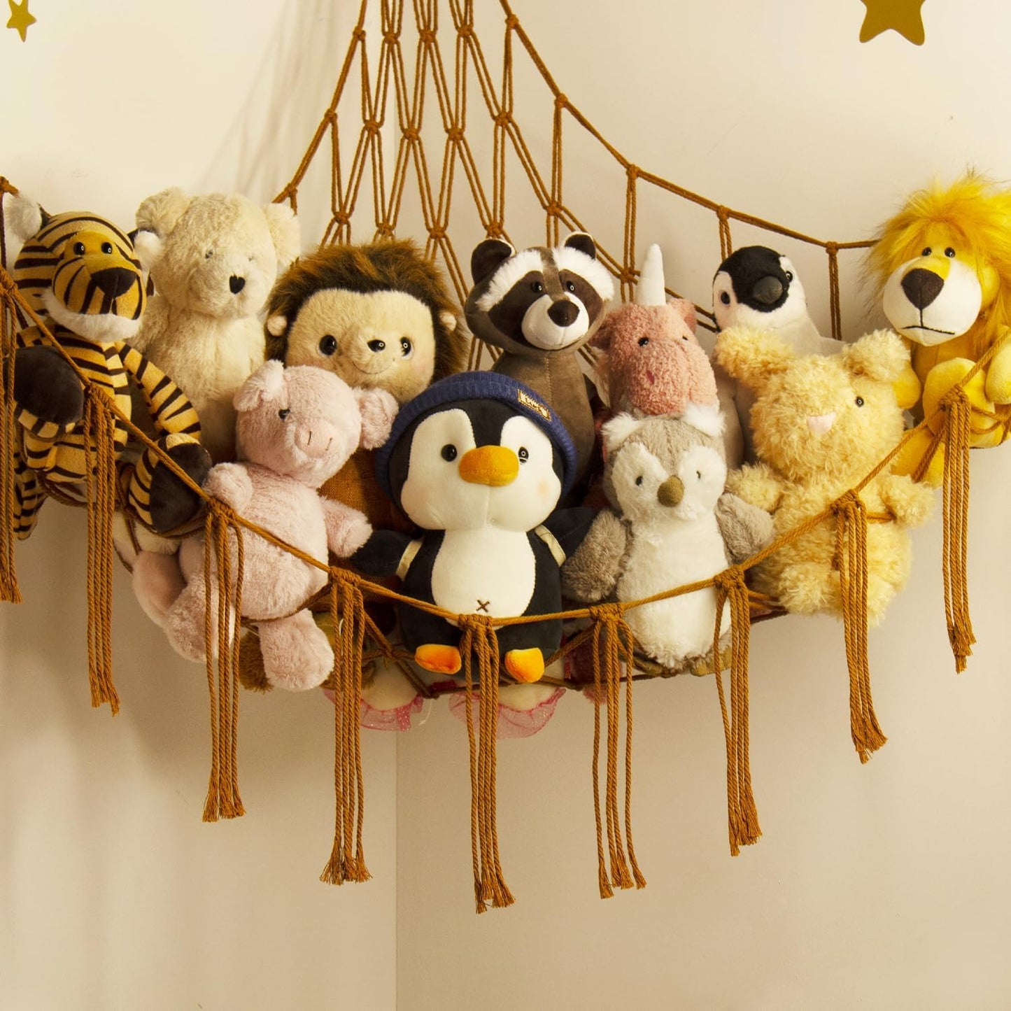 Stuffed Animal Hammock-Large Stuffed Animal Net For Toys Corner-Hanging Stuff / Standard / Caramel