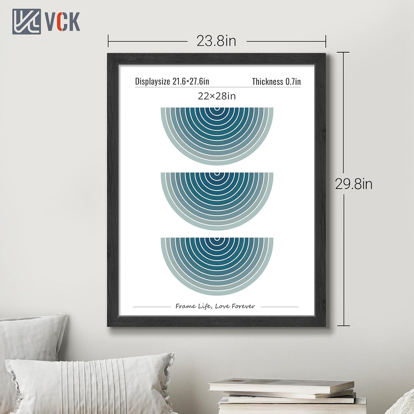VCK 22x28 Picture Frame Set of 3, Black Woodgrain, Wall Hanging | Wide Border, Exclusive Woodgrain, Shatterproof
