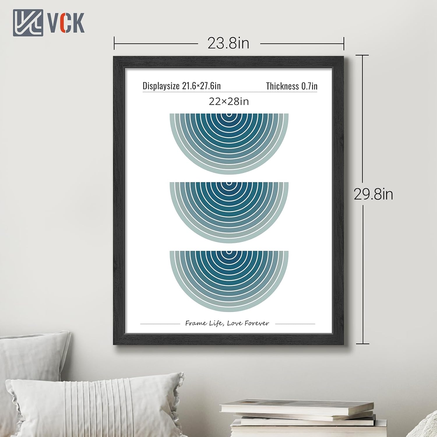 VCK 22x28 Picture Frame Set of 3, Black Woodgrain, Wall Hanging | Wide Border, Exclusive Woodgrain, Shatterproof